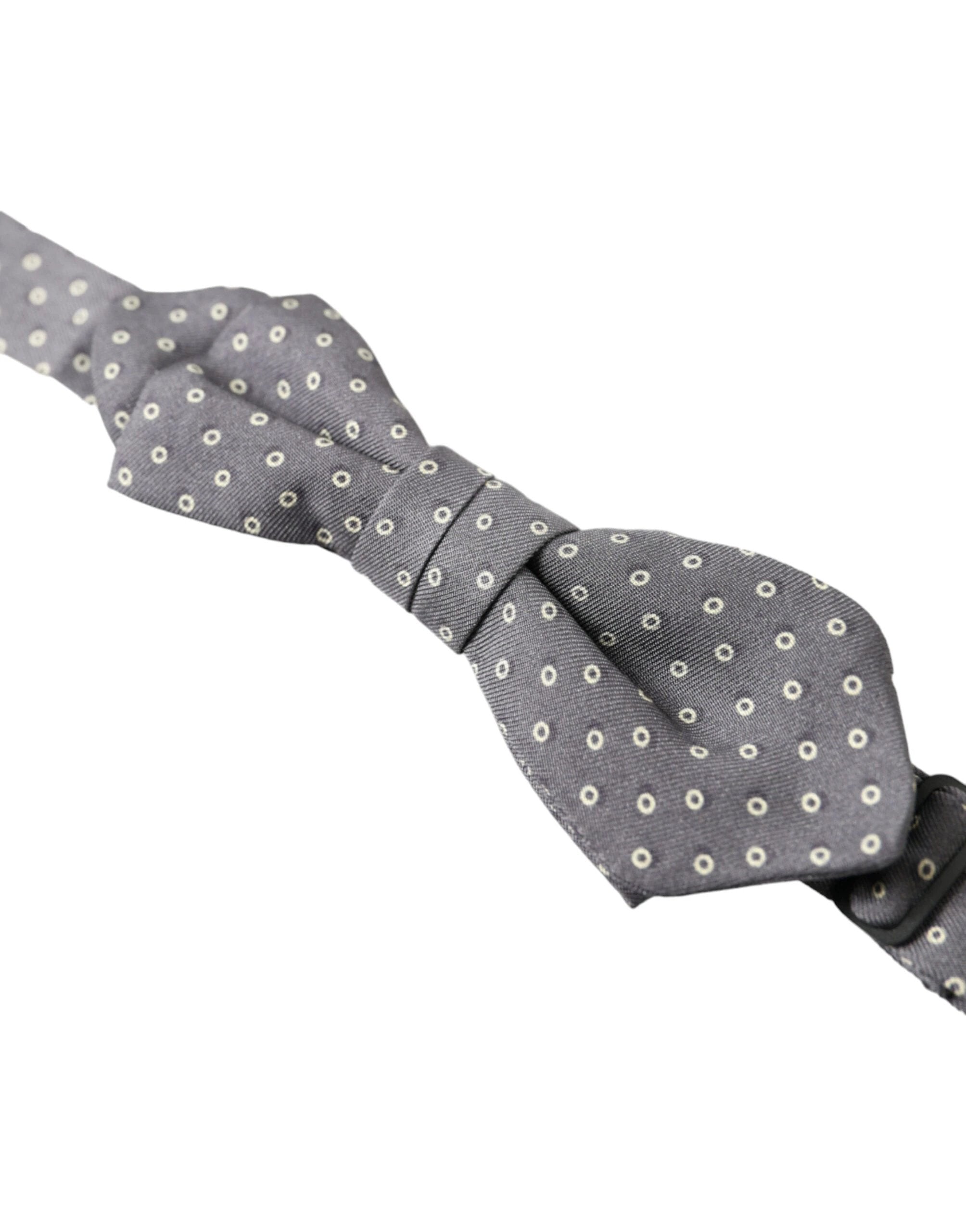 Dolce & Gabbana Gray Polka Dots Silk Adjustable Neck Papillon Bow Tie by Dolce & Gabbana