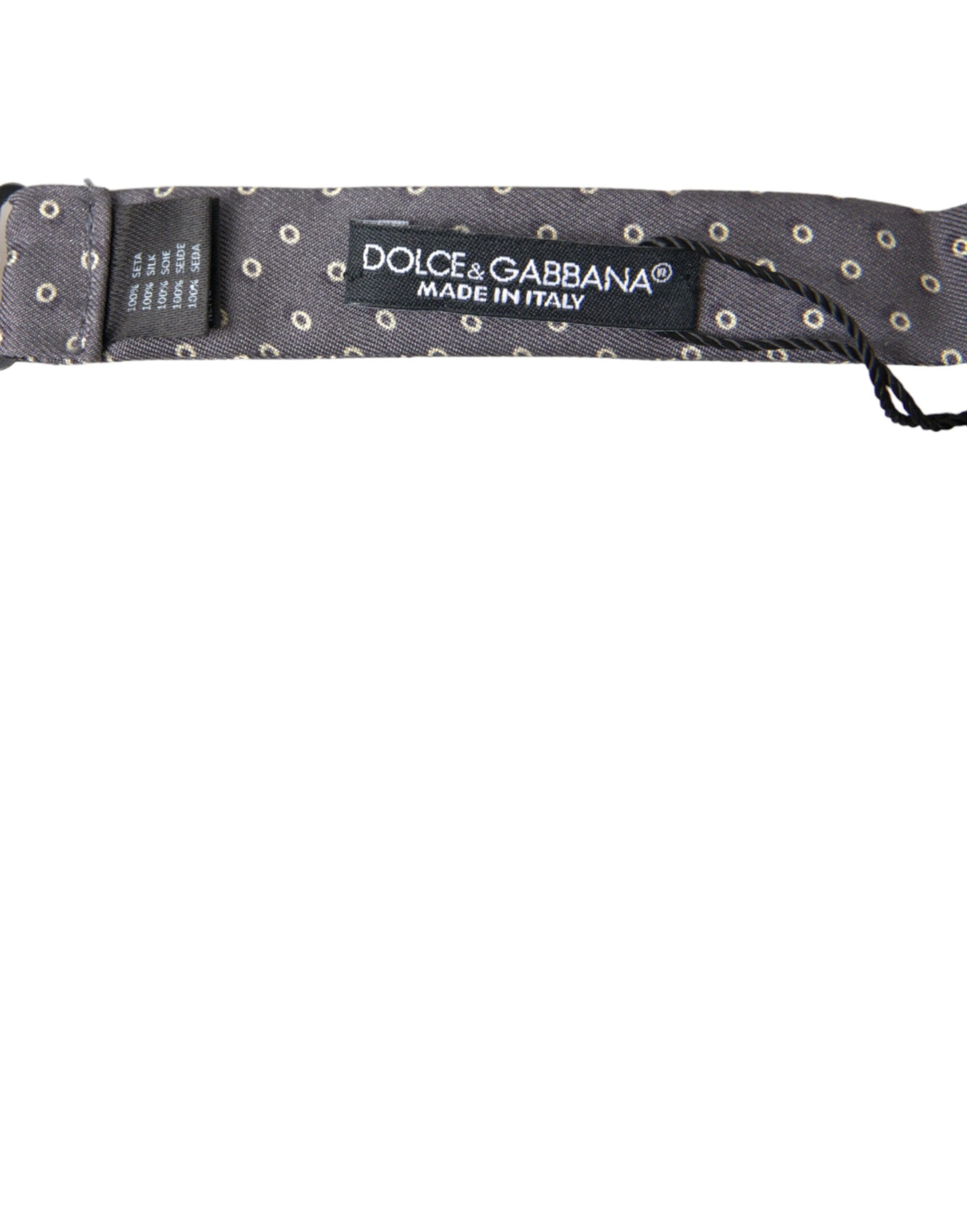 Dolce & Gabbana Gray Polka Dots Silk Adjustable Neck Papillon Bow Tie by Dolce & Gabbana