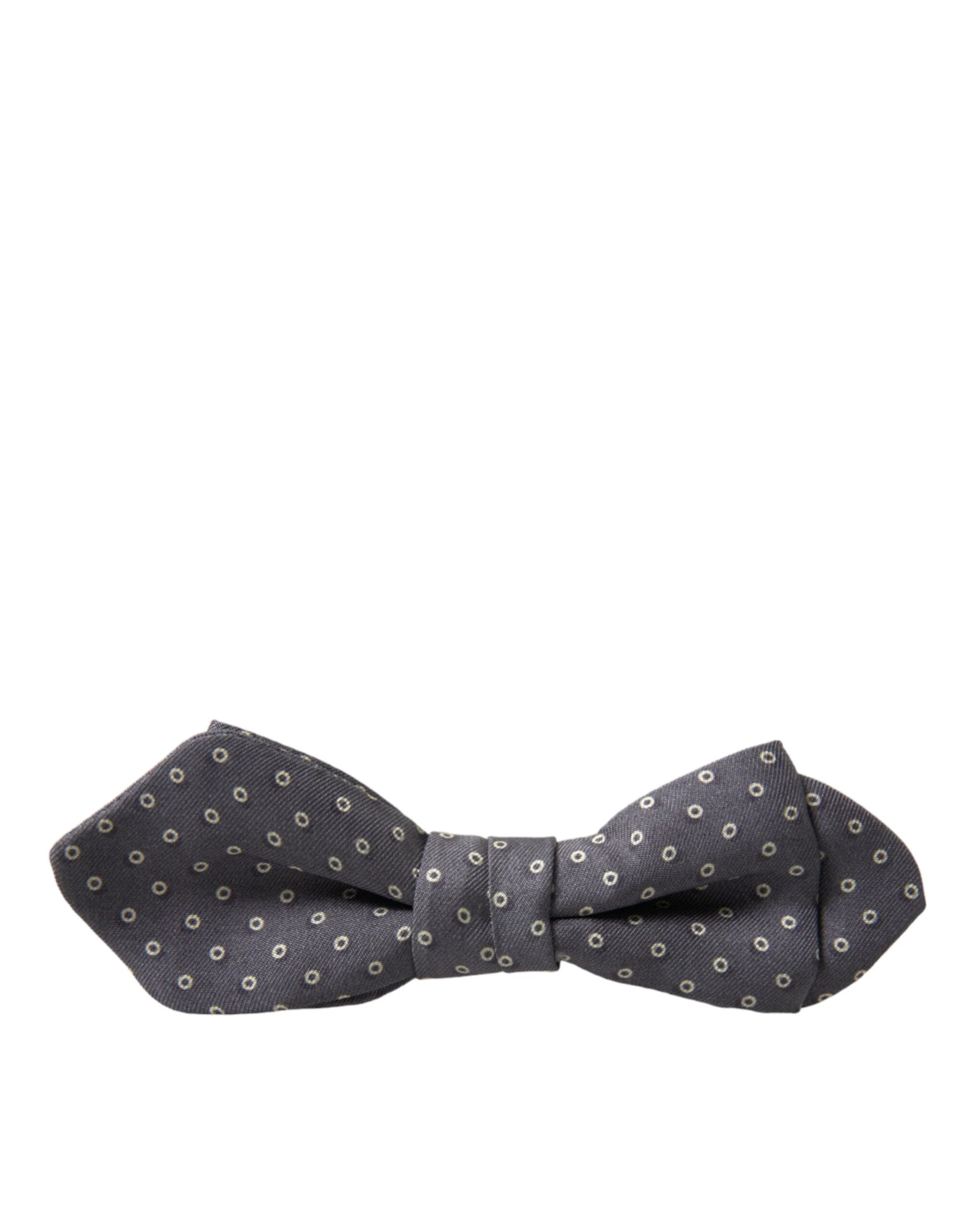 Dolce & Gabbana Gray Polka Dots Silk Adjustable Neck Papillon Bow Tie by Dolce & Gabbana