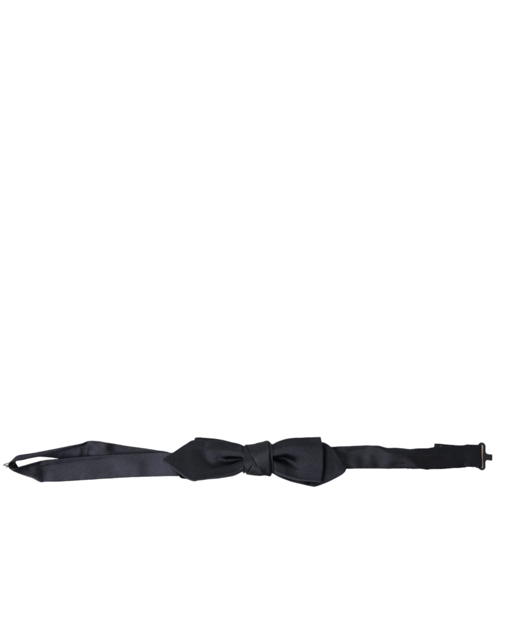 Dolce & Gabbana Dark Blue Silk Satin Adjustable Neck Men Papillon Bow Tie by Dolce & Gabbana