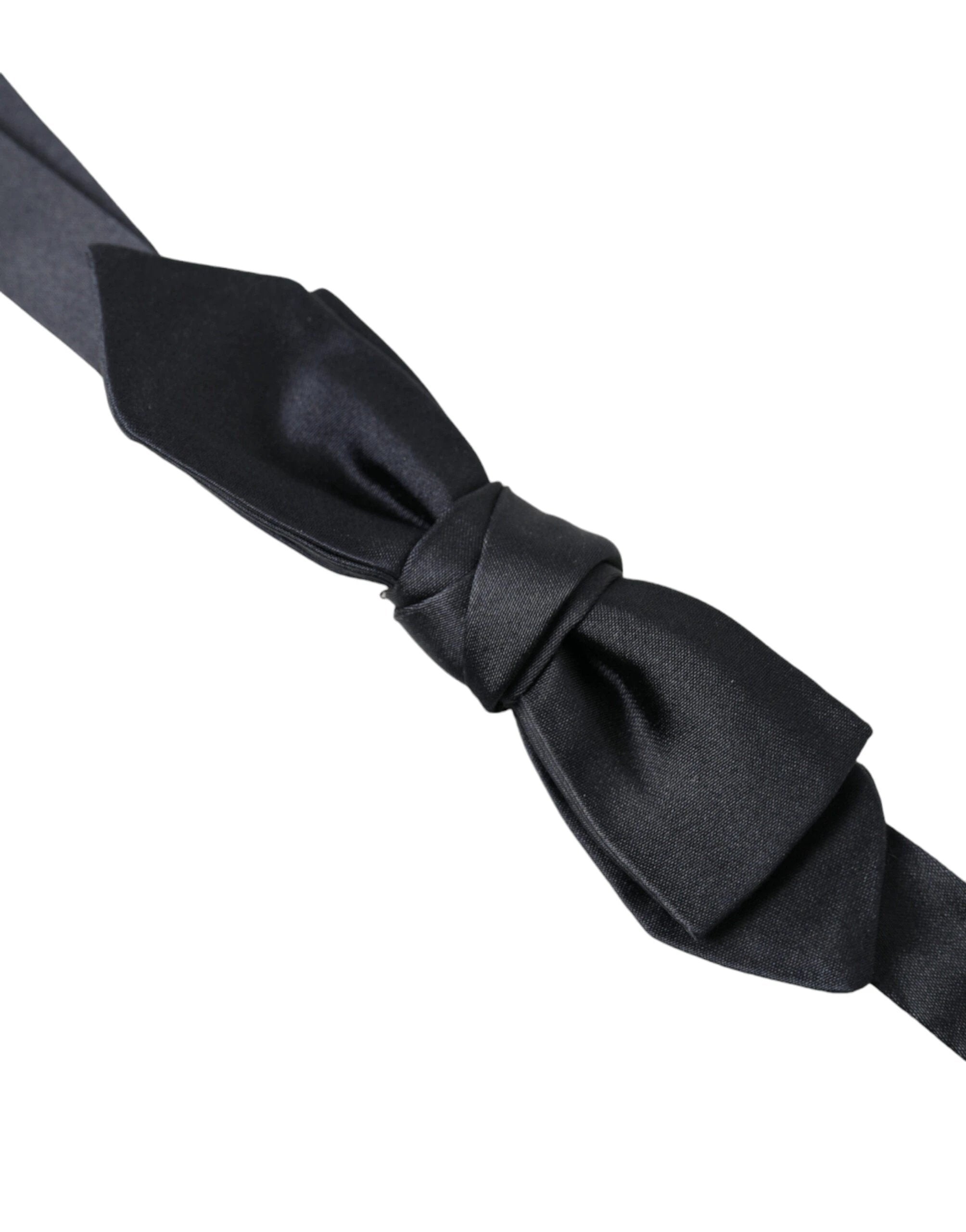 Dolce & Gabbana Dark Blue Silk Satin Adjustable Neck Men Papillon Bow Tie by Dolce & Gabbana