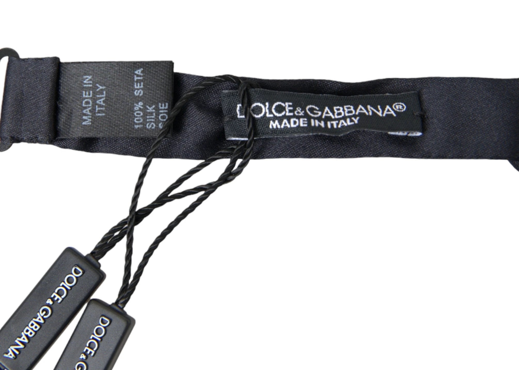 Dolce & Gabbana Dark Blue Silk Satin Adjustable Neck Men Papillon Bow Tie by Dolce & Gabbana