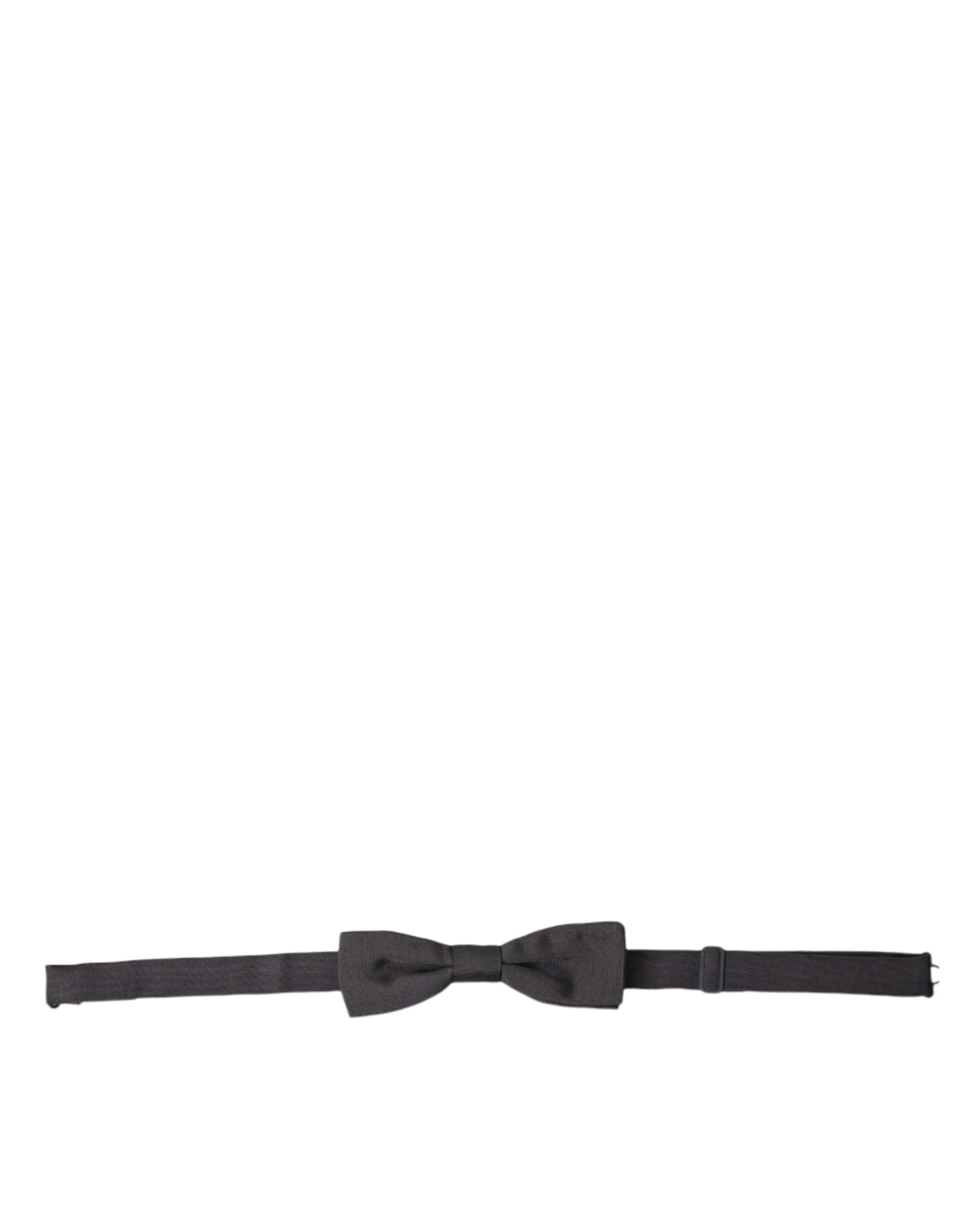 Dolce & Gabbana Dark Gray Silk Adjustable Neck Men Papillon Bow Tie by Dolce & Gabbana
