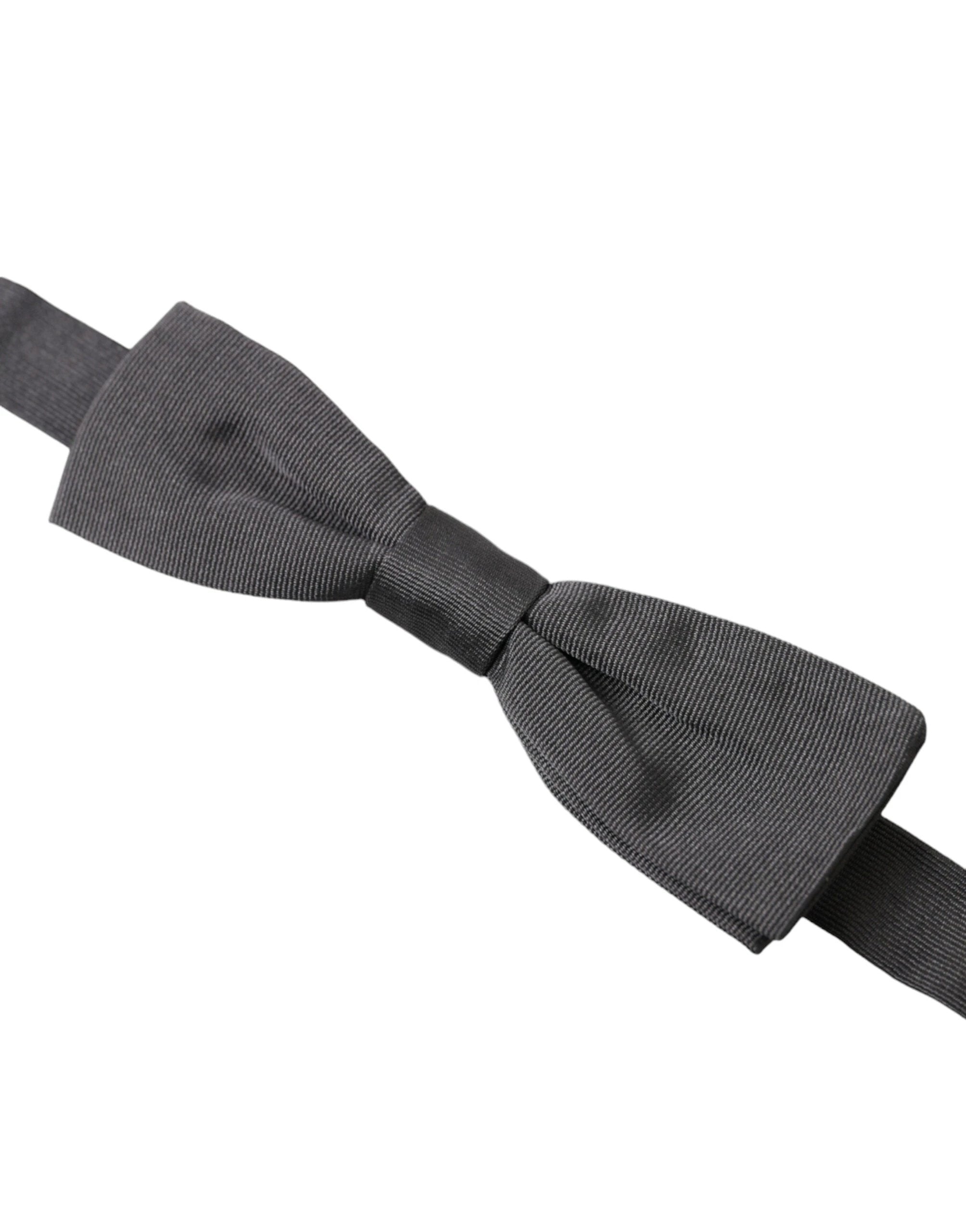 Dolce & Gabbana Dark Gray Silk Adjustable Neck Men Papillon Bow Tie by Dolce & Gabbana