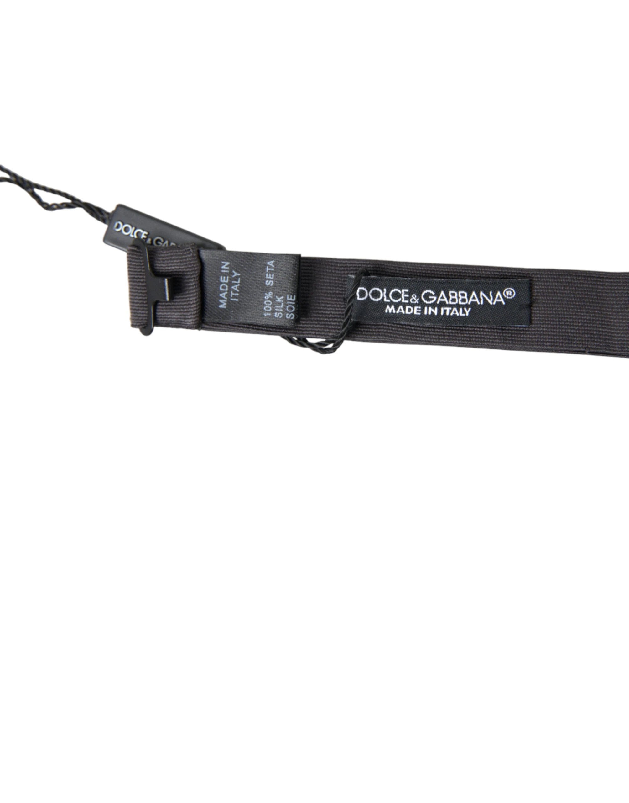 Dolce & Gabbana Dark Gray Silk Adjustable Neck Men Papillon Bow Tie by Dolce & Gabbana