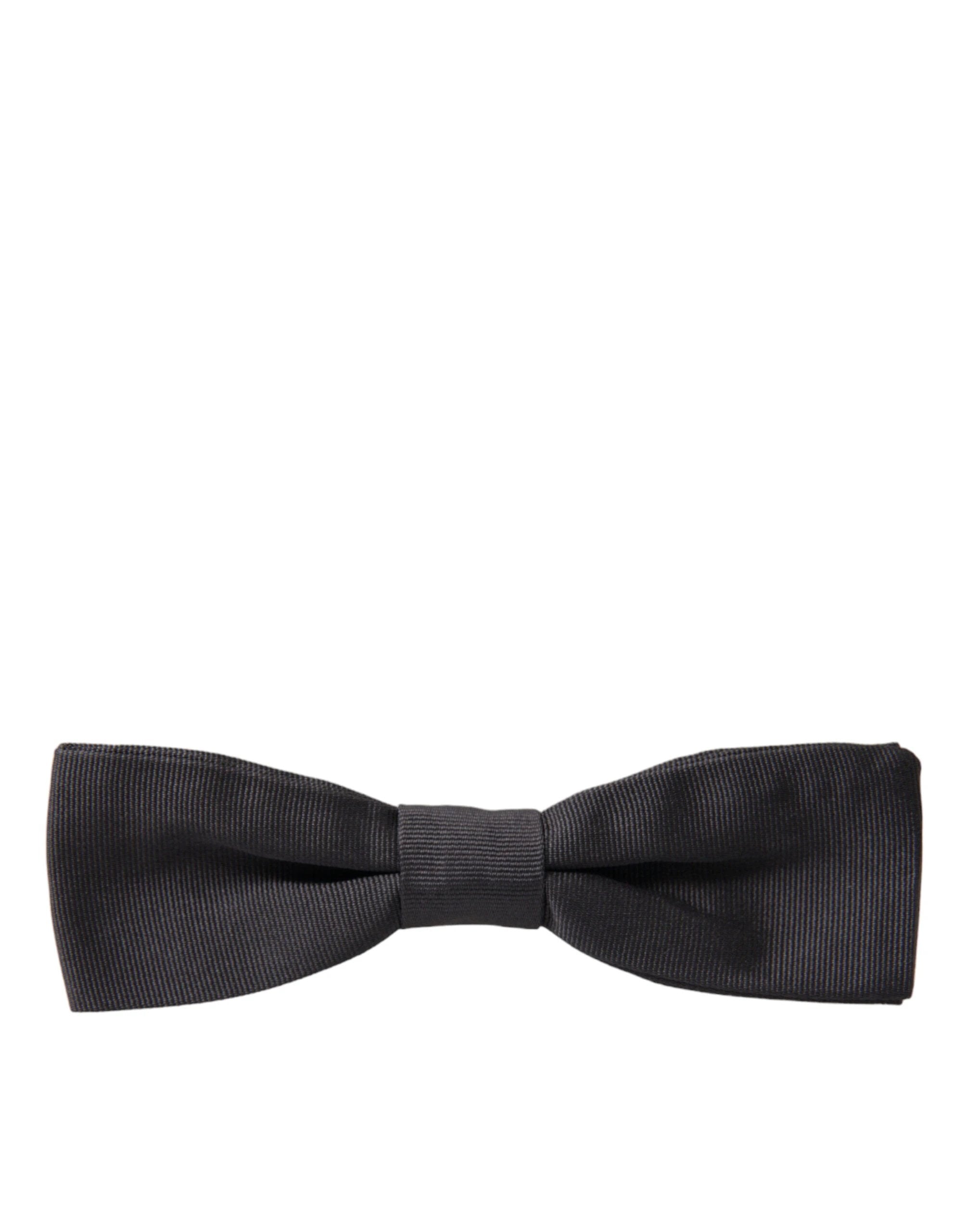 Dolce & Gabbana Dark Gray Silk Adjustable Neck Men Papillon Bow Tie by Dolce & Gabbana