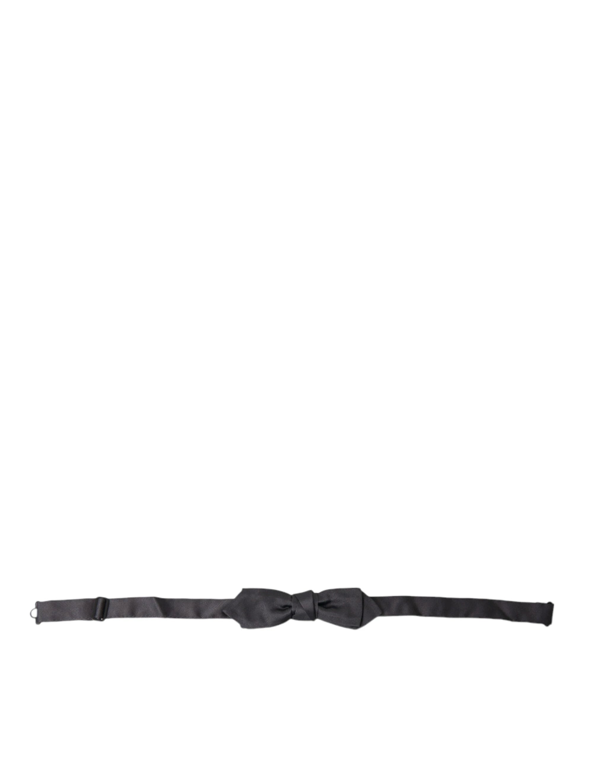 Dolce & Gabbana Dark Gray Silk Adjustable Neck Men Papillon Bow Tie by Dolce & Gabbana
