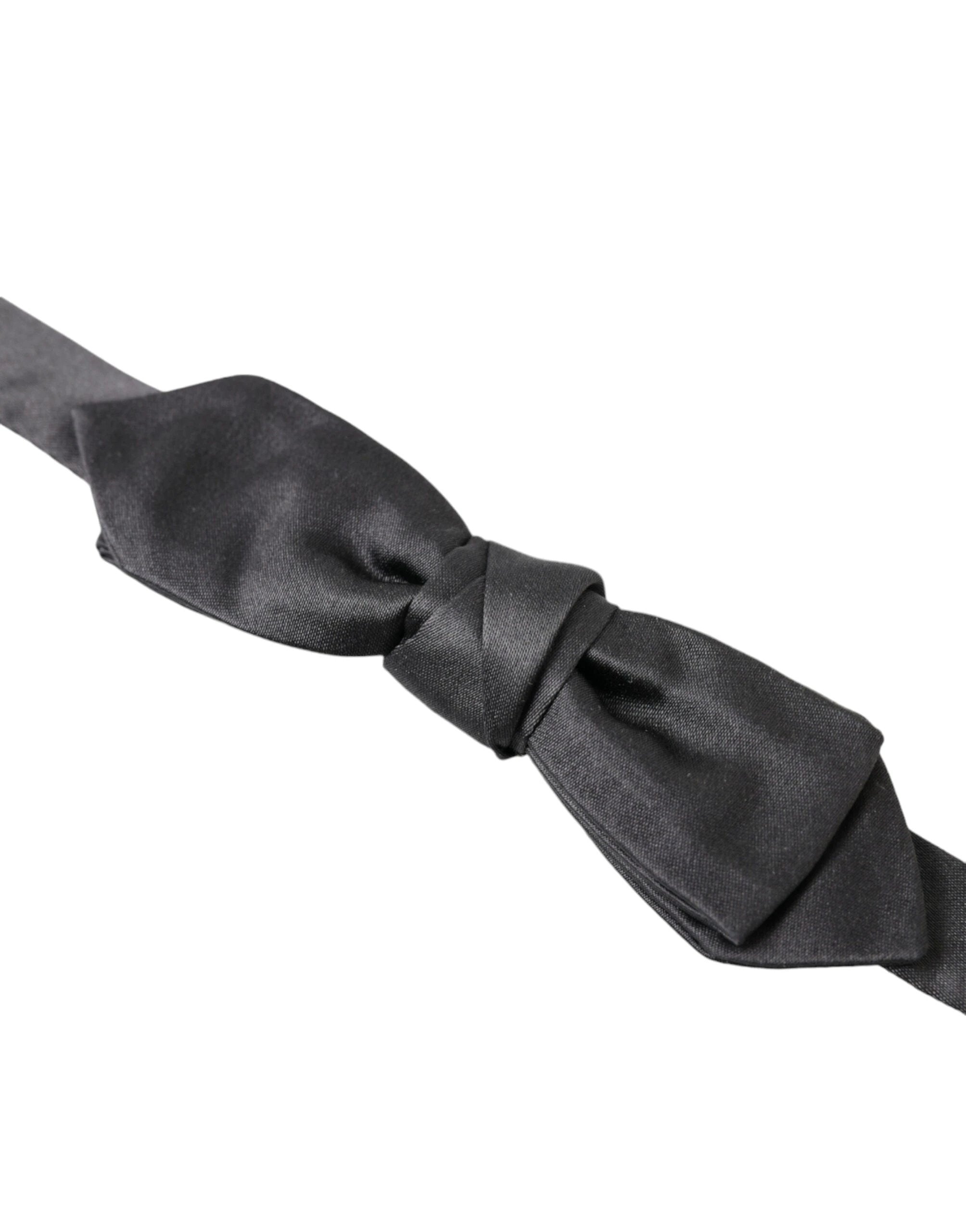 Dolce & Gabbana Dark Gray Silk Adjustable Neck Men Papillon Bow Tie by Dolce & Gabbana