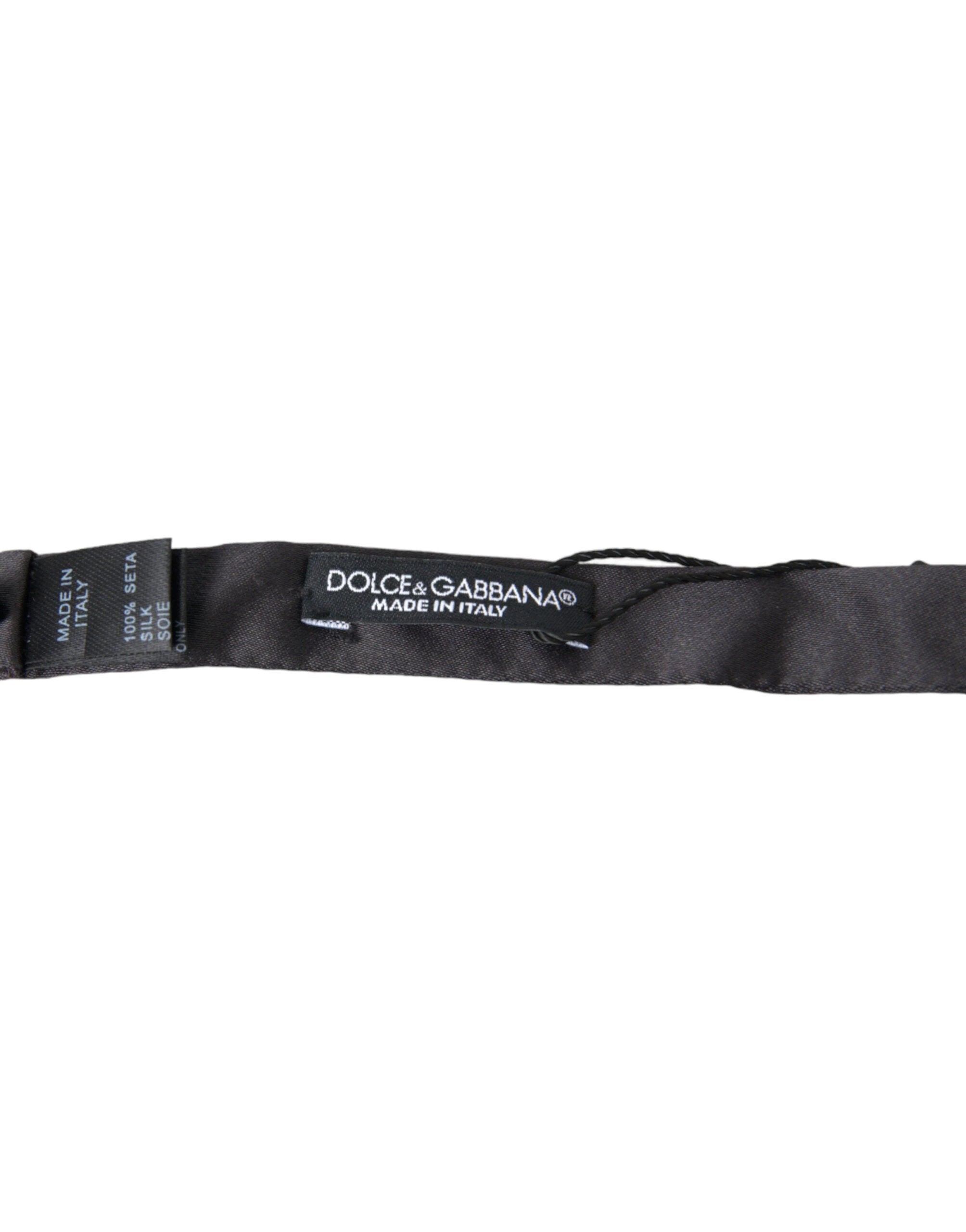 Dolce & Gabbana Dark Gray Silk Adjustable Neck Men Papillon Bow Tie by Dolce & Gabbana