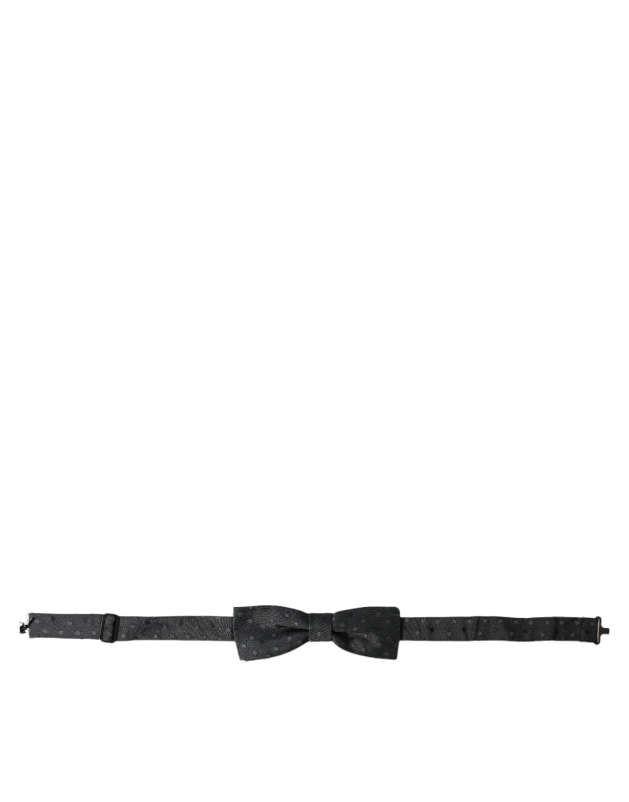 Dolce & Gabbana Gray Polka Dot Silk Adjustable Neck Men Papillon Bow Tie by Dolce & Gabbana