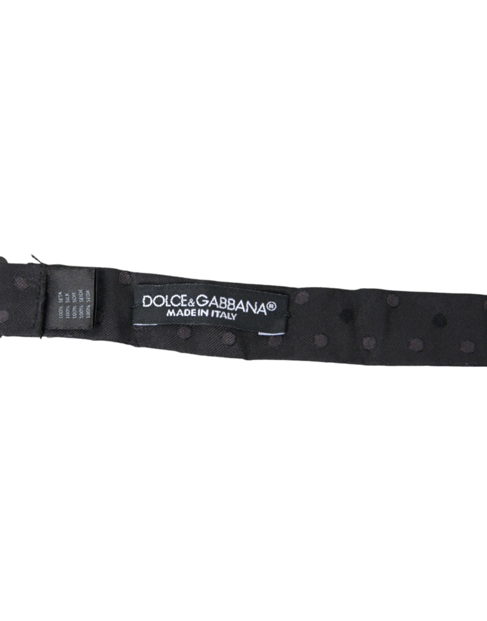 Dolce & Gabbana Gray Polka Dot Silk Adjustable Neck Men Papillon Bow Tie by Dolce & Gabbana