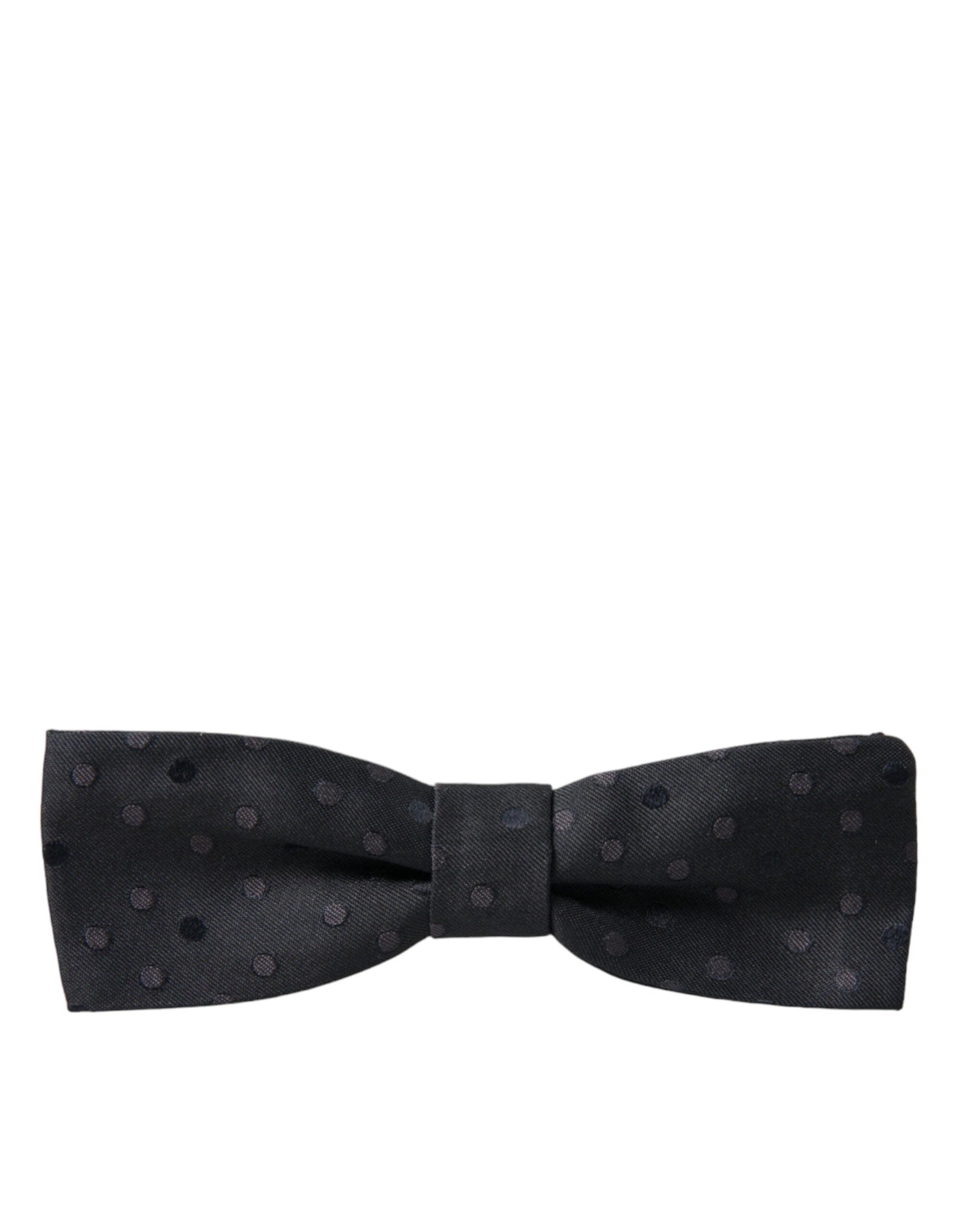 Dolce & Gabbana Gray Polka Dot Silk Adjustable Neck Men Papillon Bow Tie by Dolce & Gabbana
