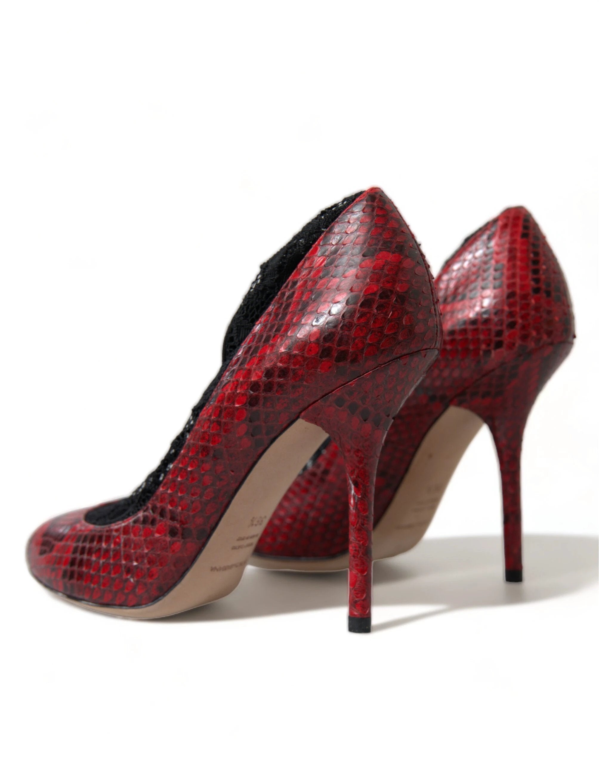 Dolce & Gabbana Red Ayers Leather Lace Socks Pumps Shoes by Dolce & Gabbana