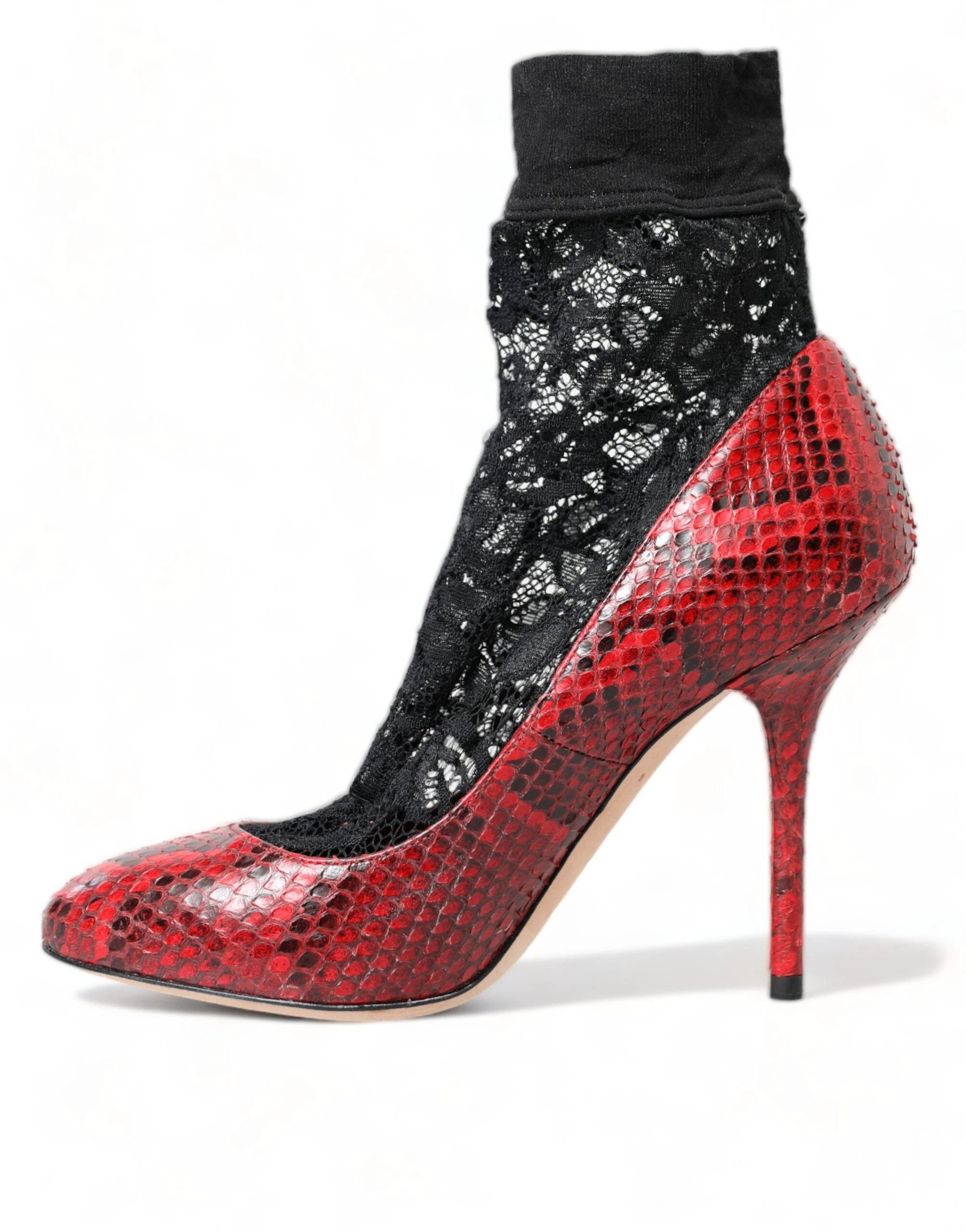 Dolce & Gabbana Red Ayers Leather Lace Socks Pumps Shoes by Dolce & Gabbana