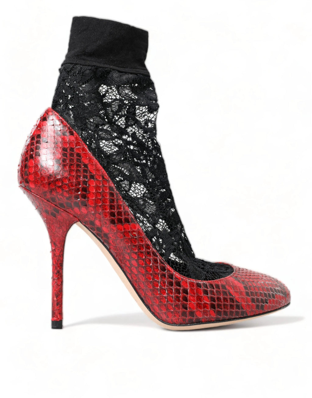 Dolce & Gabbana Red Ayers Leather Lace Socks Pumps Shoes by Dolce & Gabbana