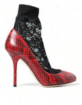 Dolce & Gabbana Red Ayers Leather Lace Socks Pumps Shoes by Dolce & Gabbana