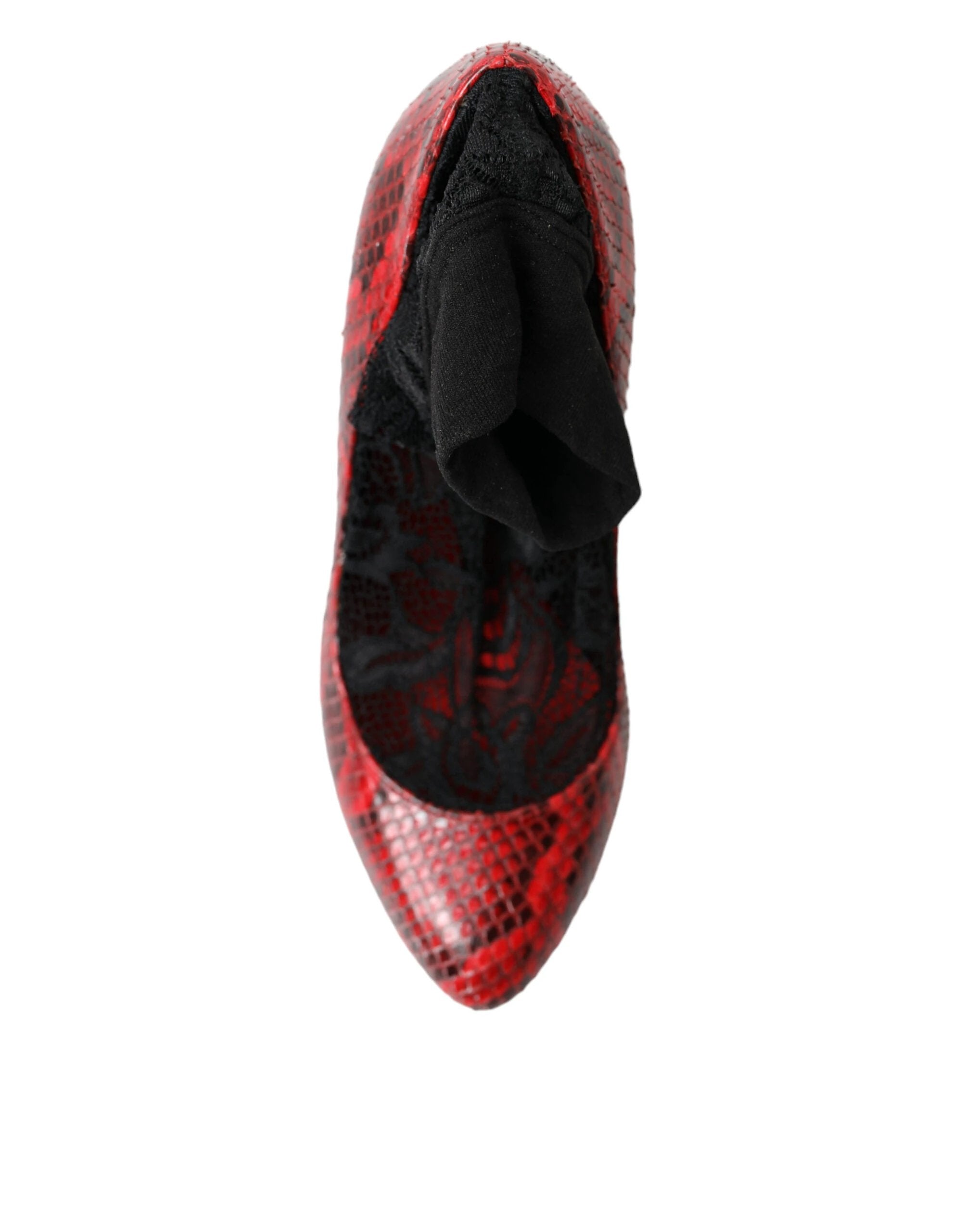 Dolce & Gabbana Red Ayers Leather Lace Socks Pumps Shoes by Dolce & Gabbana
