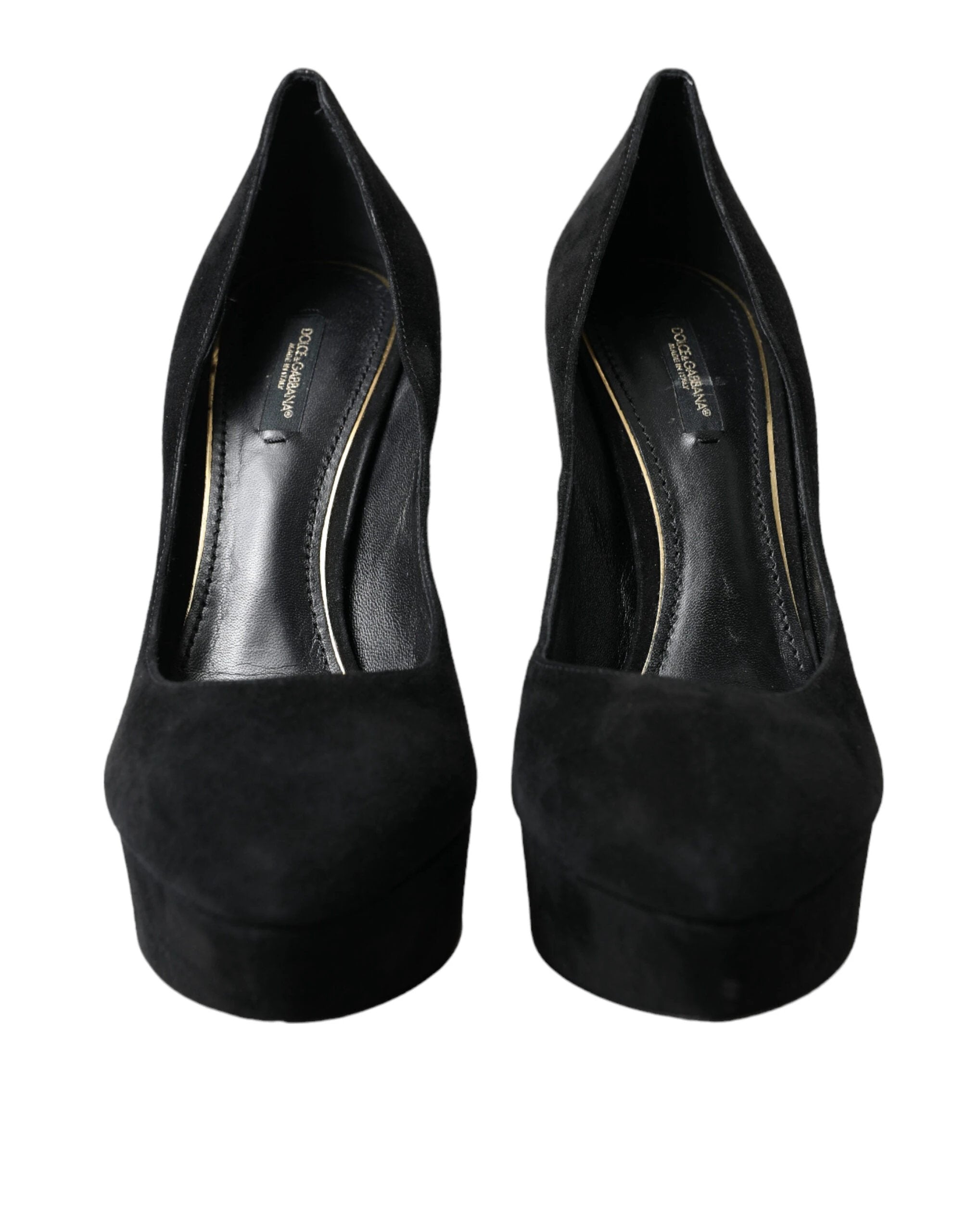 Dolce & Gabbana Black Suede Leather Platform Heel Pumps Shoes by Dolce & Gabbana