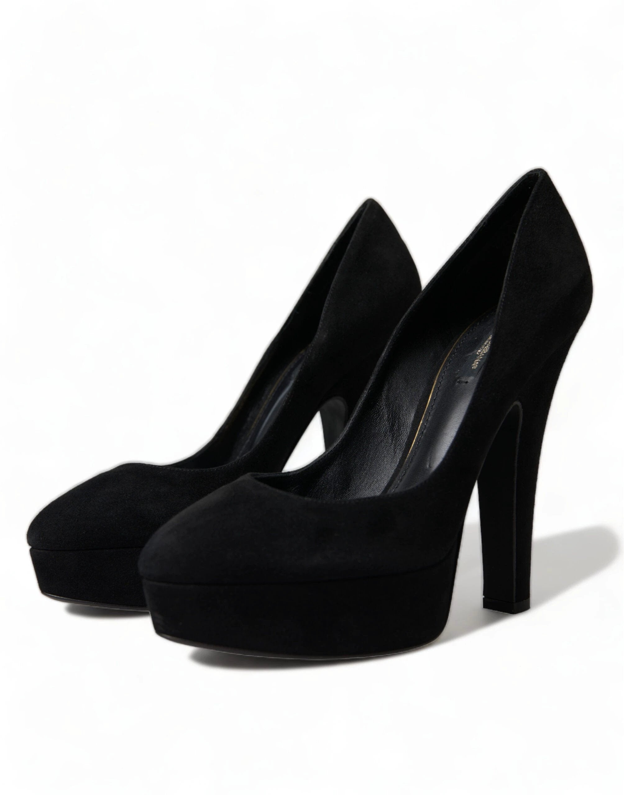 Dolce & Gabbana Black Suede Leather Platform Heel Pumps Shoes by Dolce & Gabbana