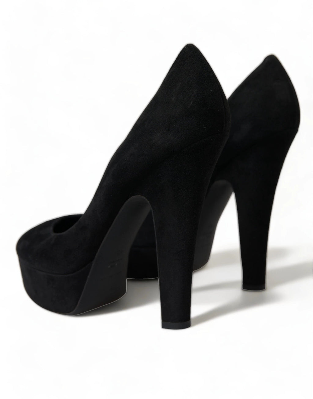 Dolce & Gabbana Black Suede Leather Platform Heel Pumps Shoes by Dolce & Gabbana