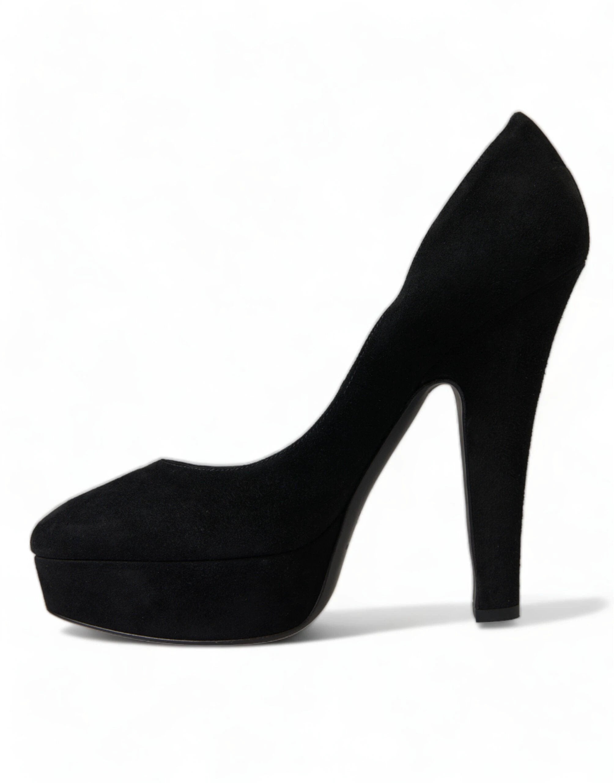 Dolce & Gabbana Black Suede Leather Platform Heel Pumps Shoes by Dolce & Gabbana