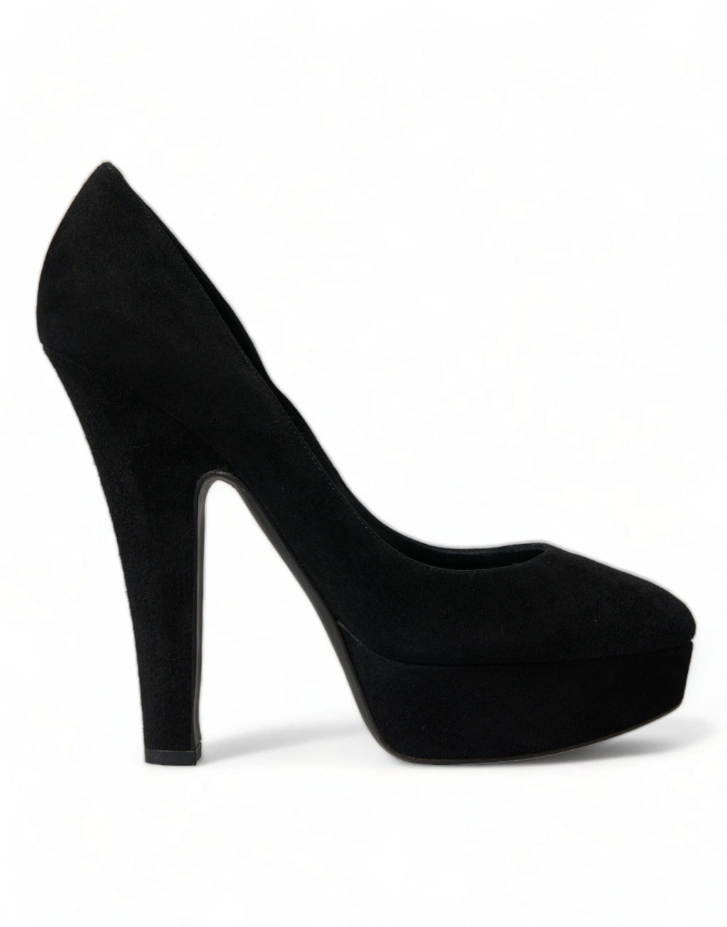 Dolce & Gabbana Black Suede Leather Platform Heel Pumps Shoes by Dolce & Gabbana