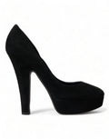 Dolce & Gabbana Black Suede Leather Platform Heel Pumps Shoes by Dolce & Gabbana