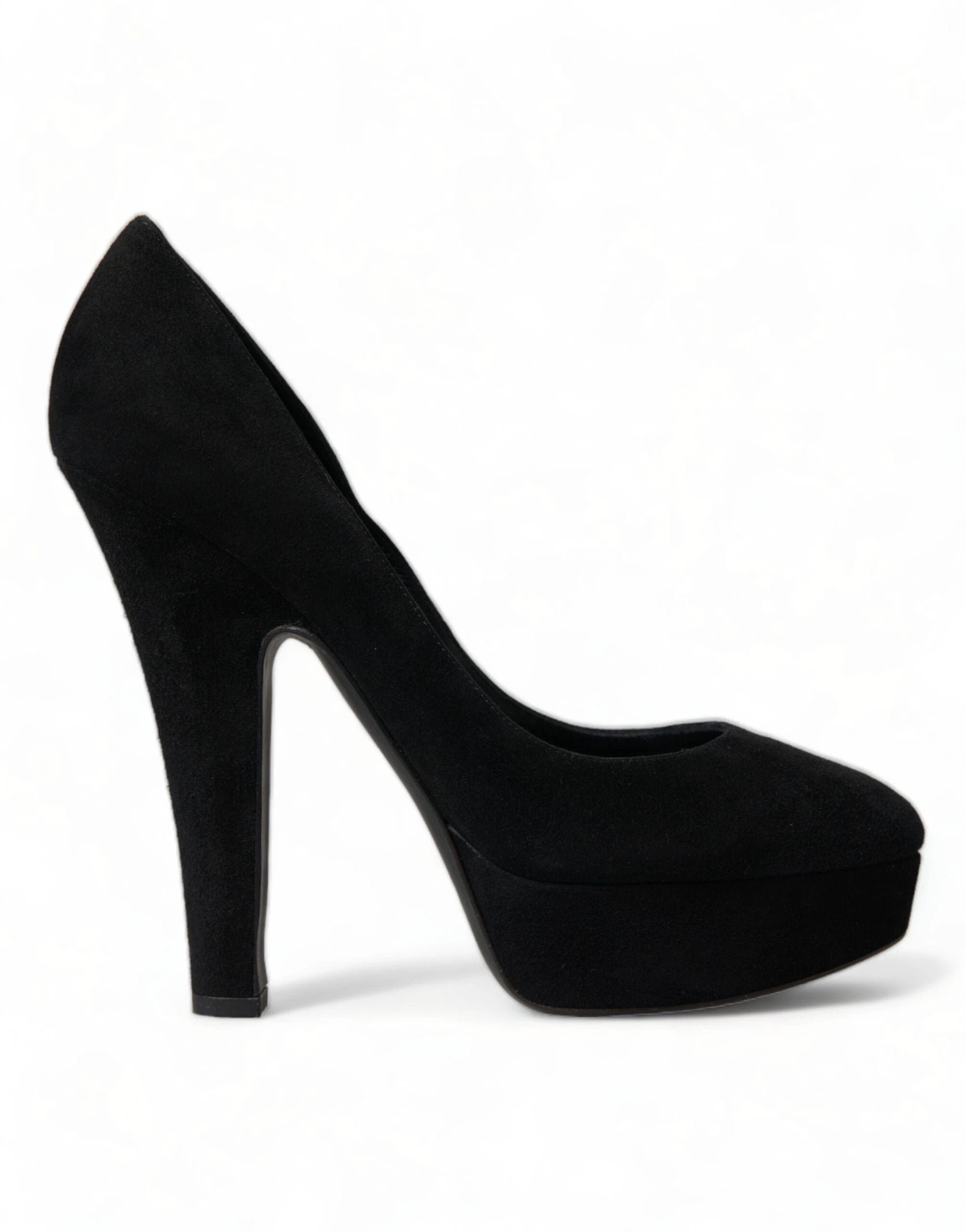Dolce & Gabbana Black Suede Leather Platform Heel Pumps Shoes by Dolce & Gabbana