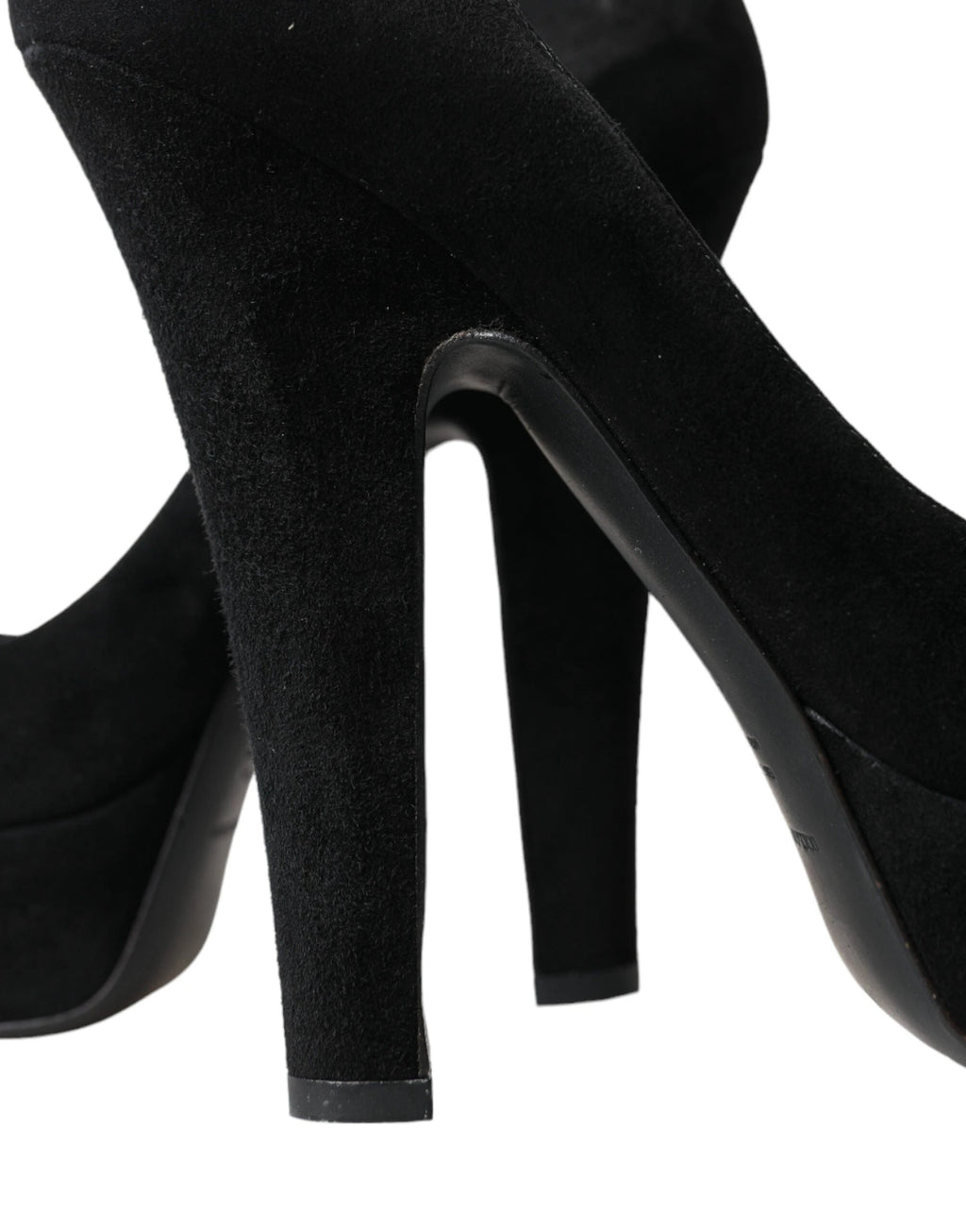 Dolce & Gabbana Black Suede Leather Platform Heel Pumps Shoes by Dolce & Gabbana