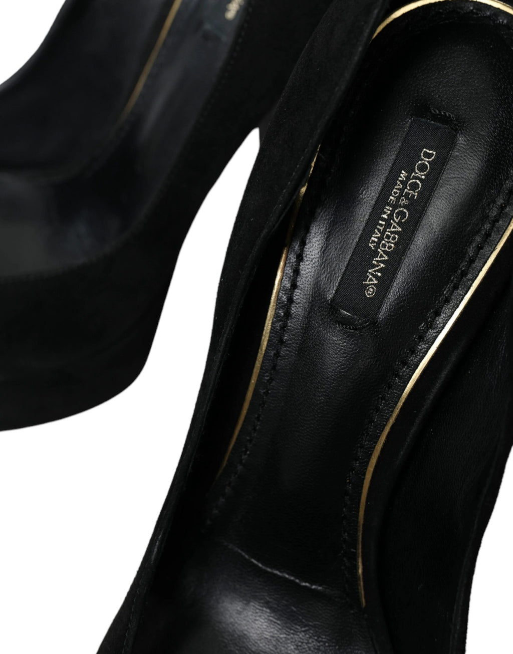 Dolce & Gabbana Black Suede Leather Platform Heel Pumps Shoes by Dolce & Gabbana