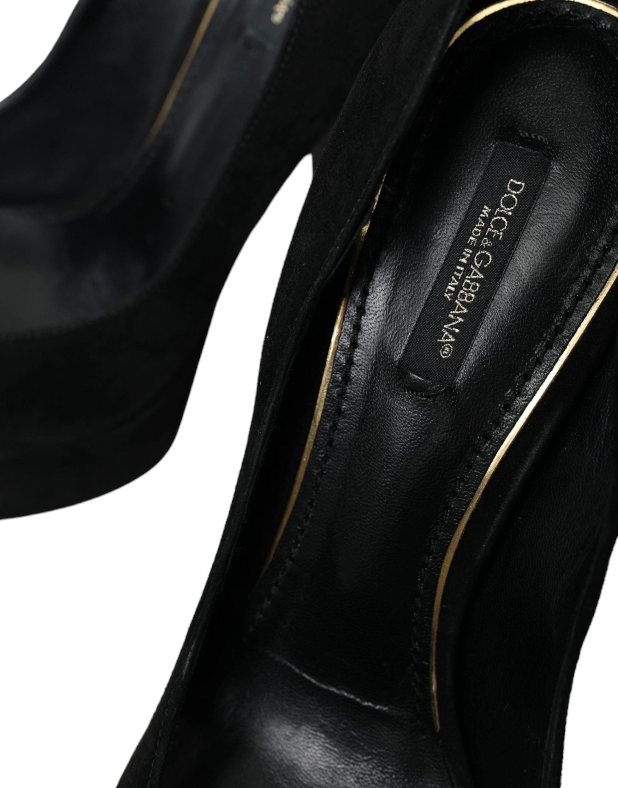 Dolce & Gabbana Black Suede Leather Platform Heel Pumps Shoes by Dolce & Gabbana