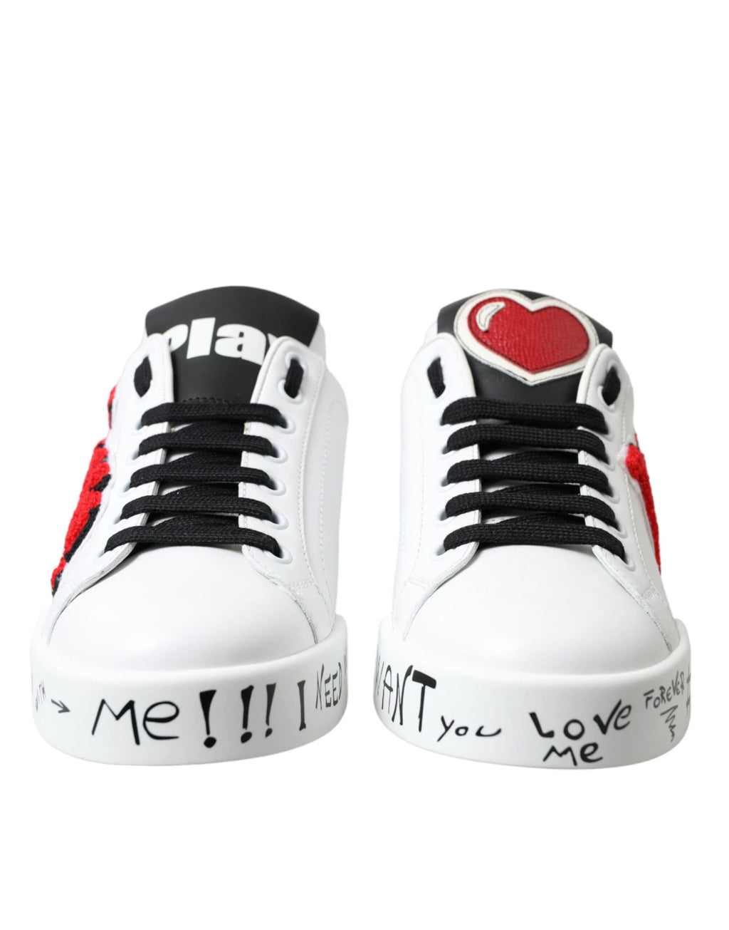 Dolce & Gabbana White Love Patch Portofino Classic Sneakers Shoes by Dolce & Gabbana