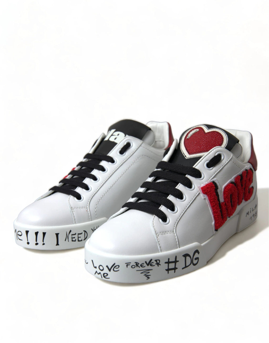 Dolce & Gabbana White Love Patch Portofino Classic Sneakers Shoes by Dolce & Gabbana