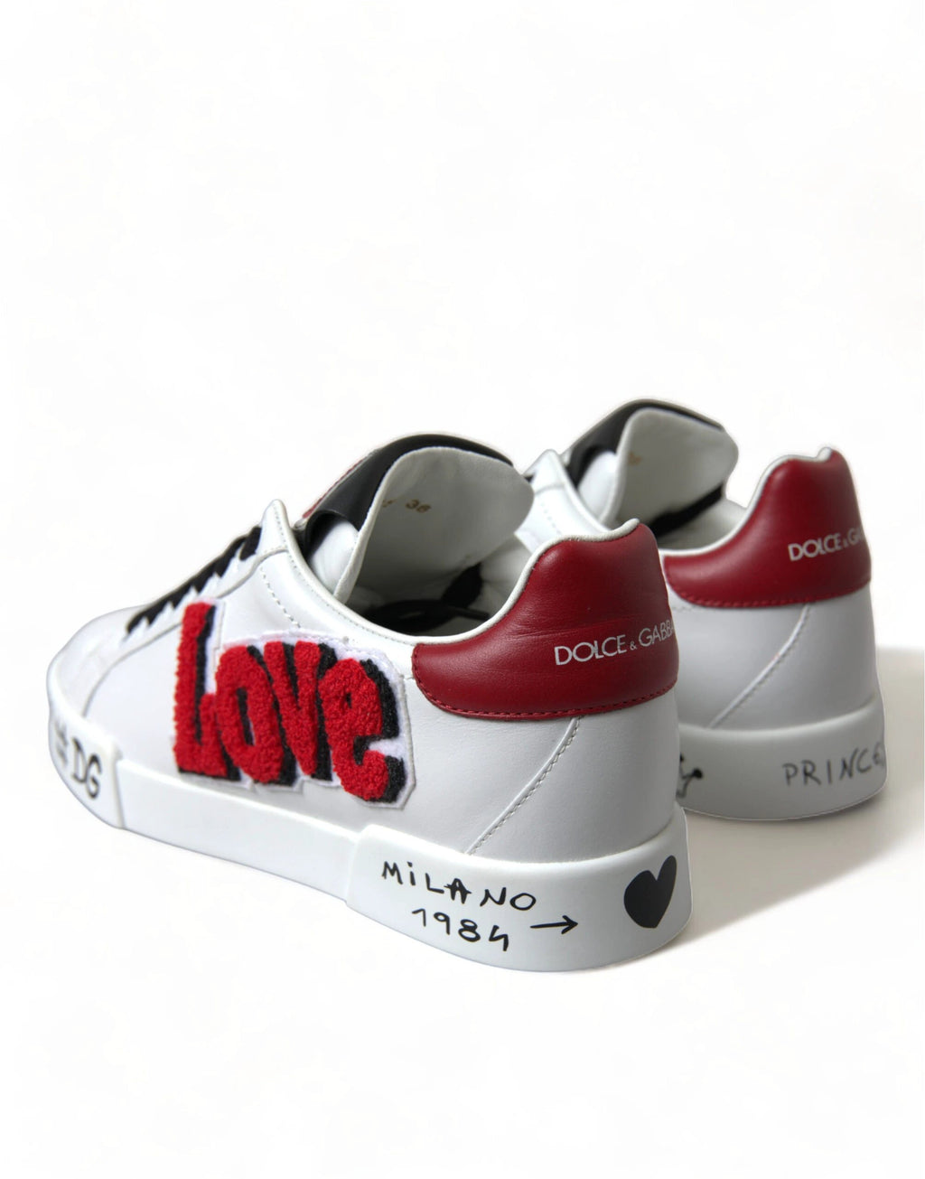 Dolce & Gabbana White Love Patch Portofino Classic Sneakers Shoes by Dolce & Gabbana
