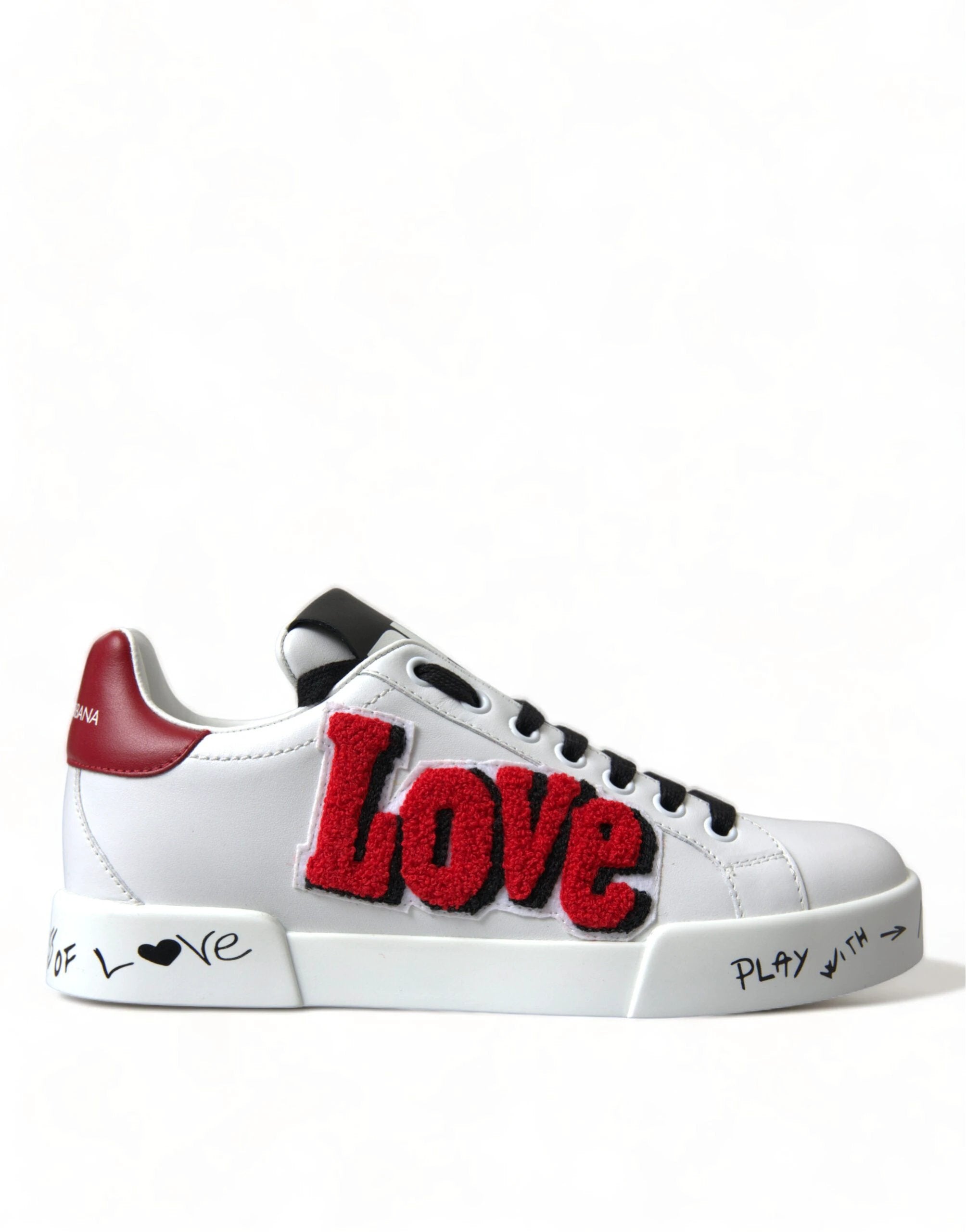 Dolce & Gabbana White Love Patch Portofino Classic Sneakers Shoes by Dolce & Gabbana