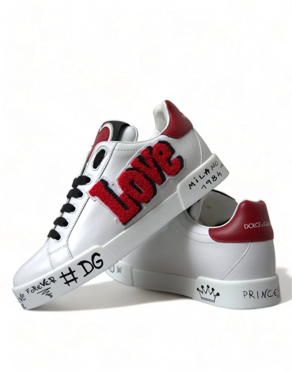Dolce & Gabbana White Love Patch Portofino Classic Sneakers Shoes by Dolce & Gabbana