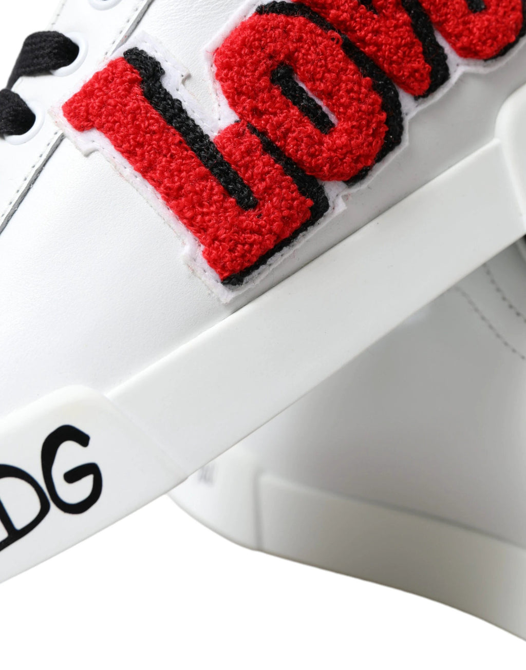 Dolce & Gabbana White Love Patch Portofino Classic Sneakers Shoes by Dolce & Gabbana