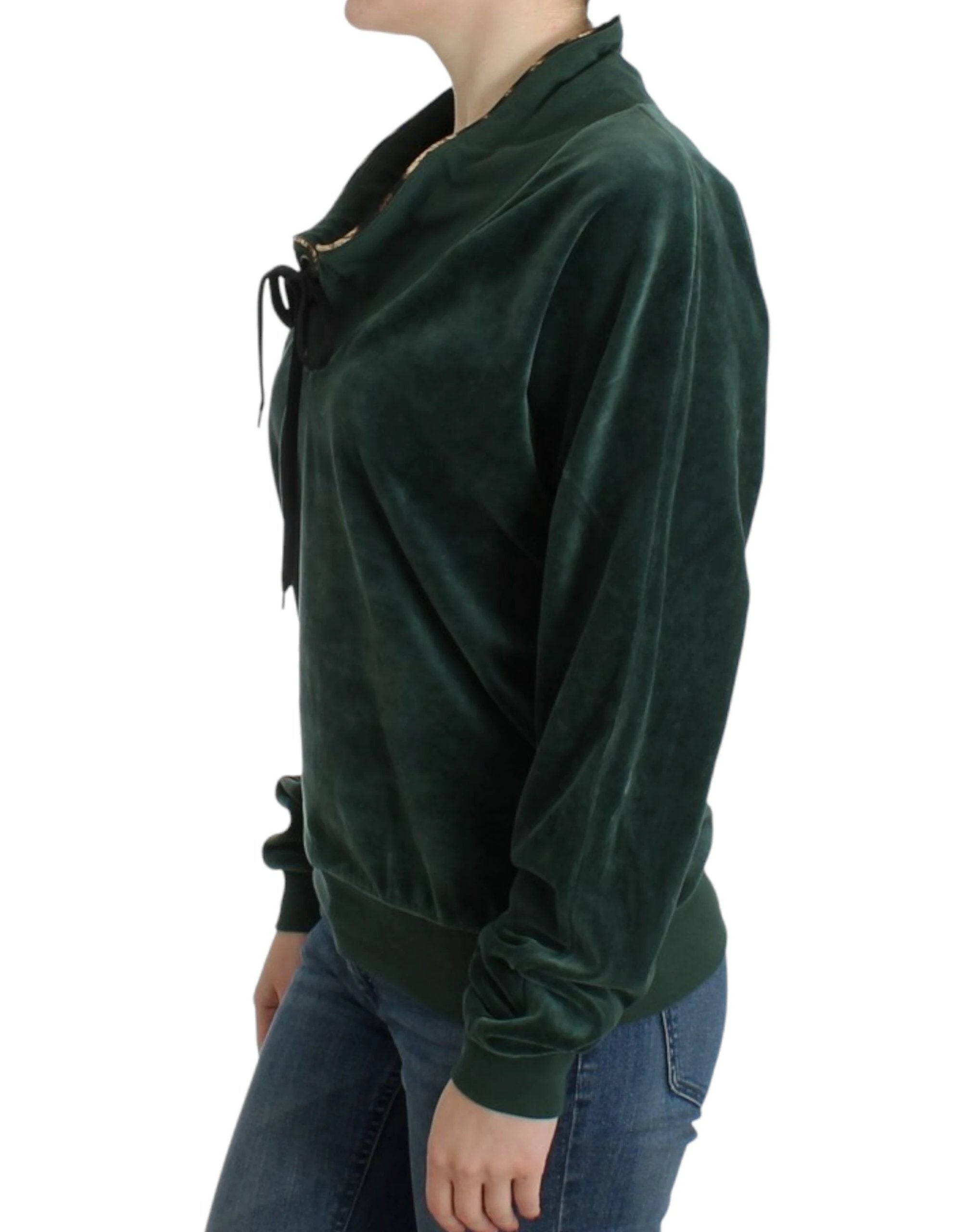 Cavalli Green velvet cotton sweater by Cavalli