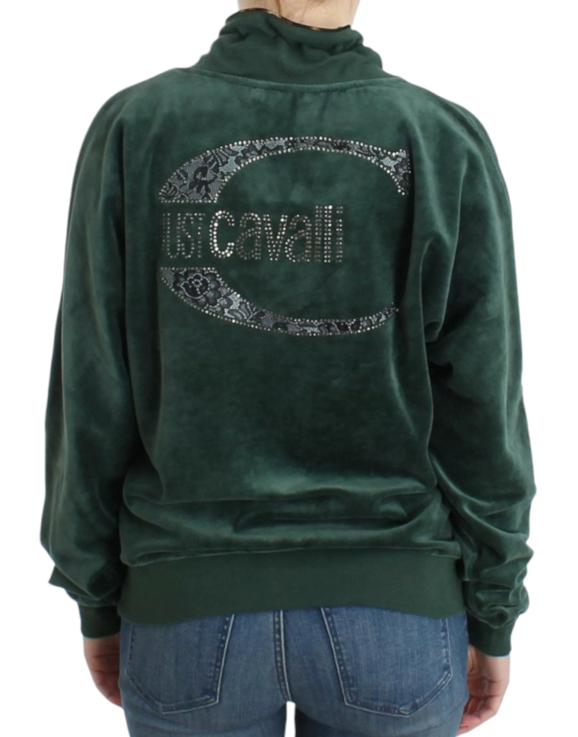 Cavalli Green velvet cotton sweater by Cavalli