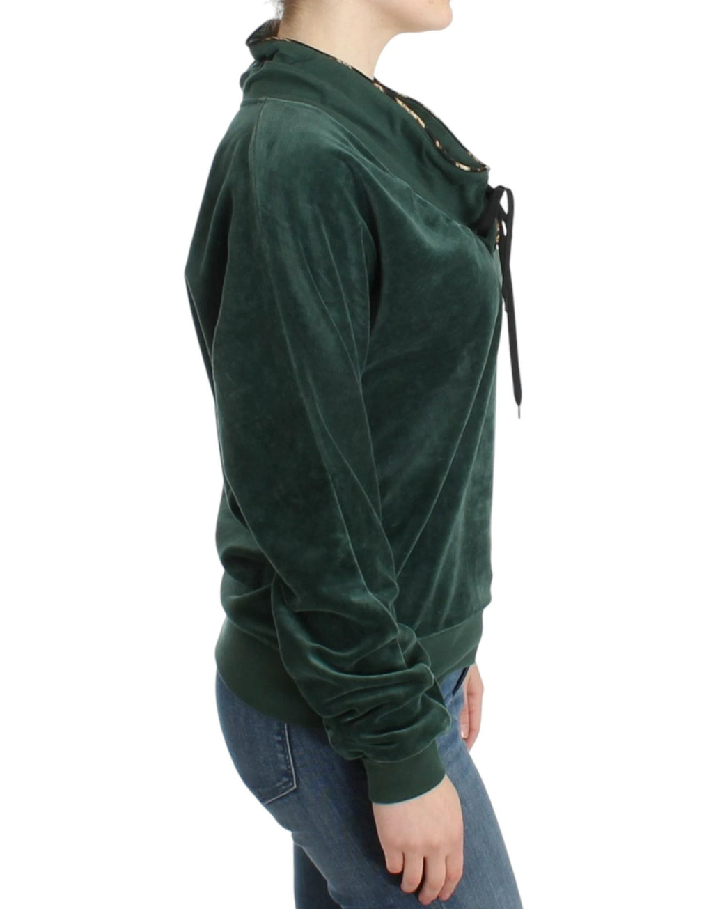 Cavalli Green velvet cotton sweater by Cavalli