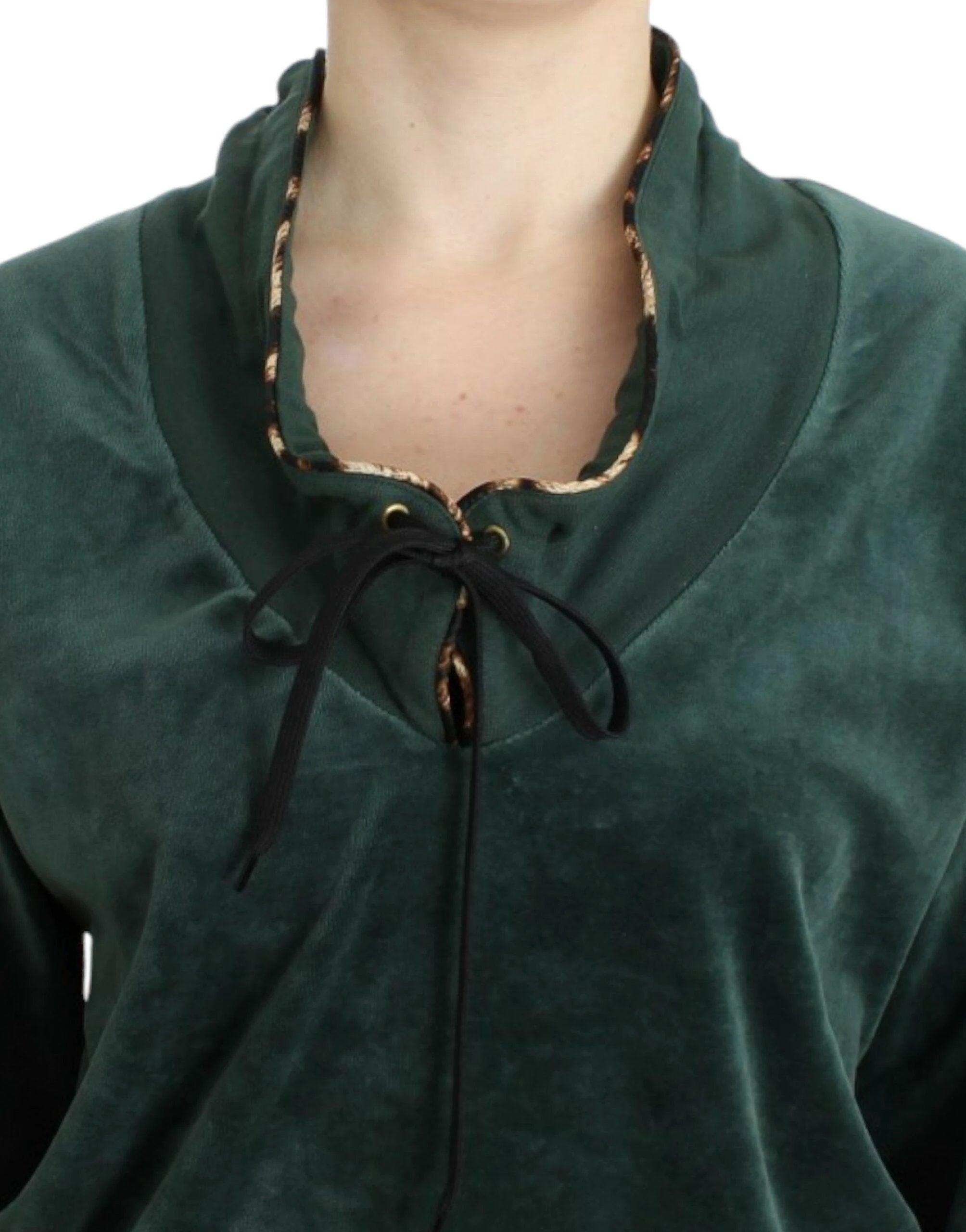 Cavalli Green velvet cotton sweater by Cavalli
