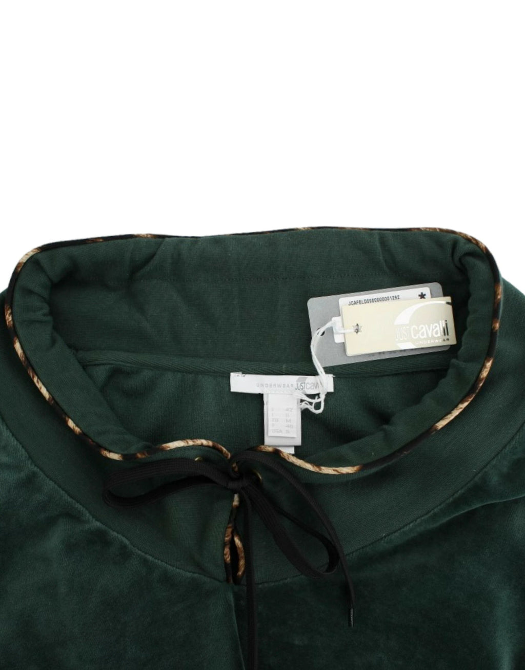 Cavalli Green velvet cotton sweater by Cavalli