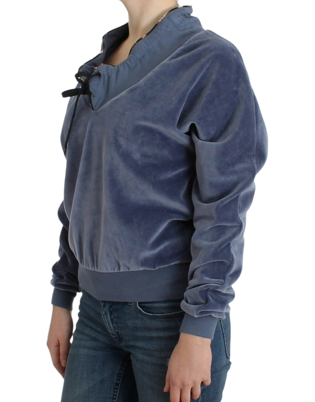 Cavalli Blue velvet cotton sweater by Cavalli