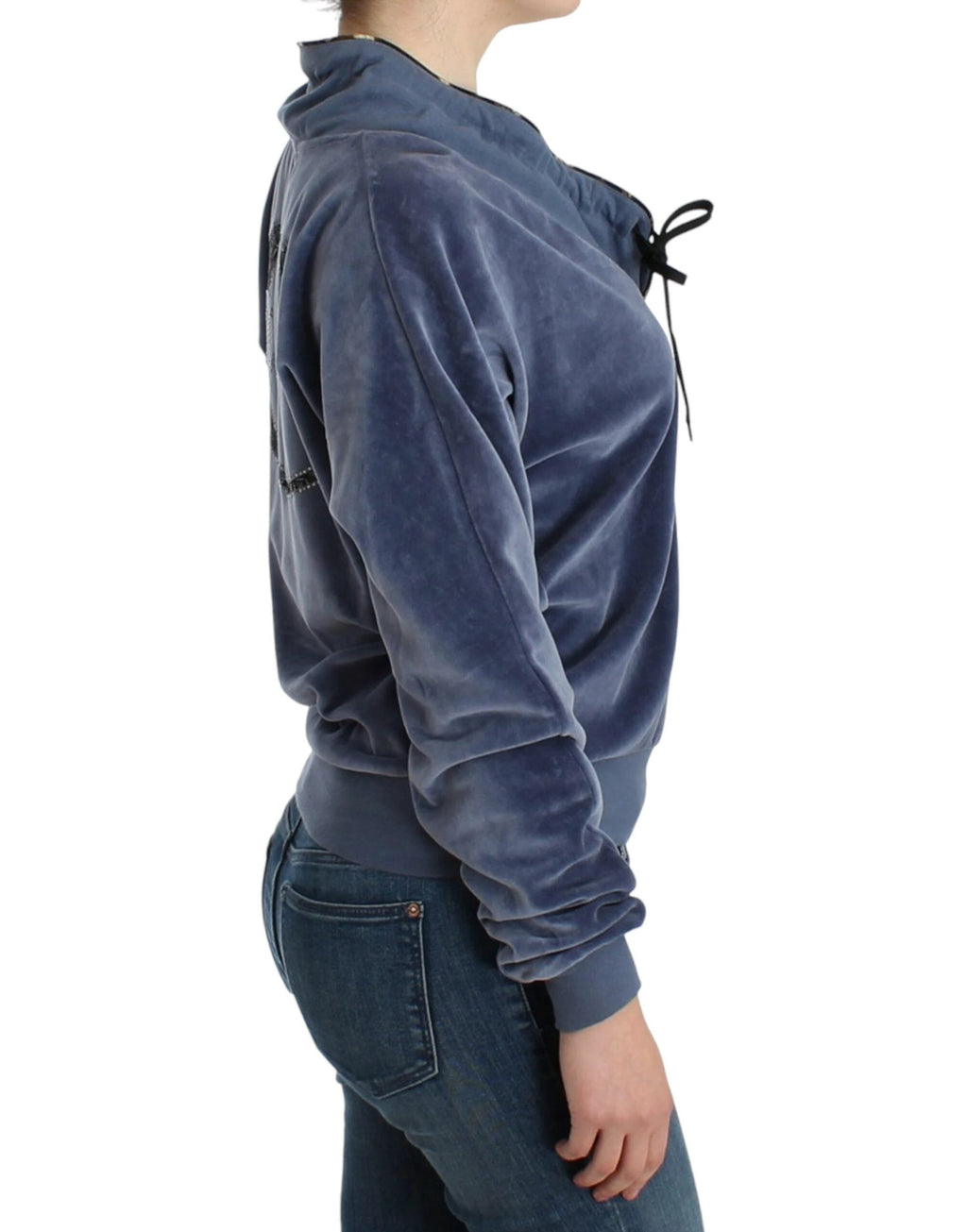 Cavalli Blue velvet cotton sweater by Cavalli