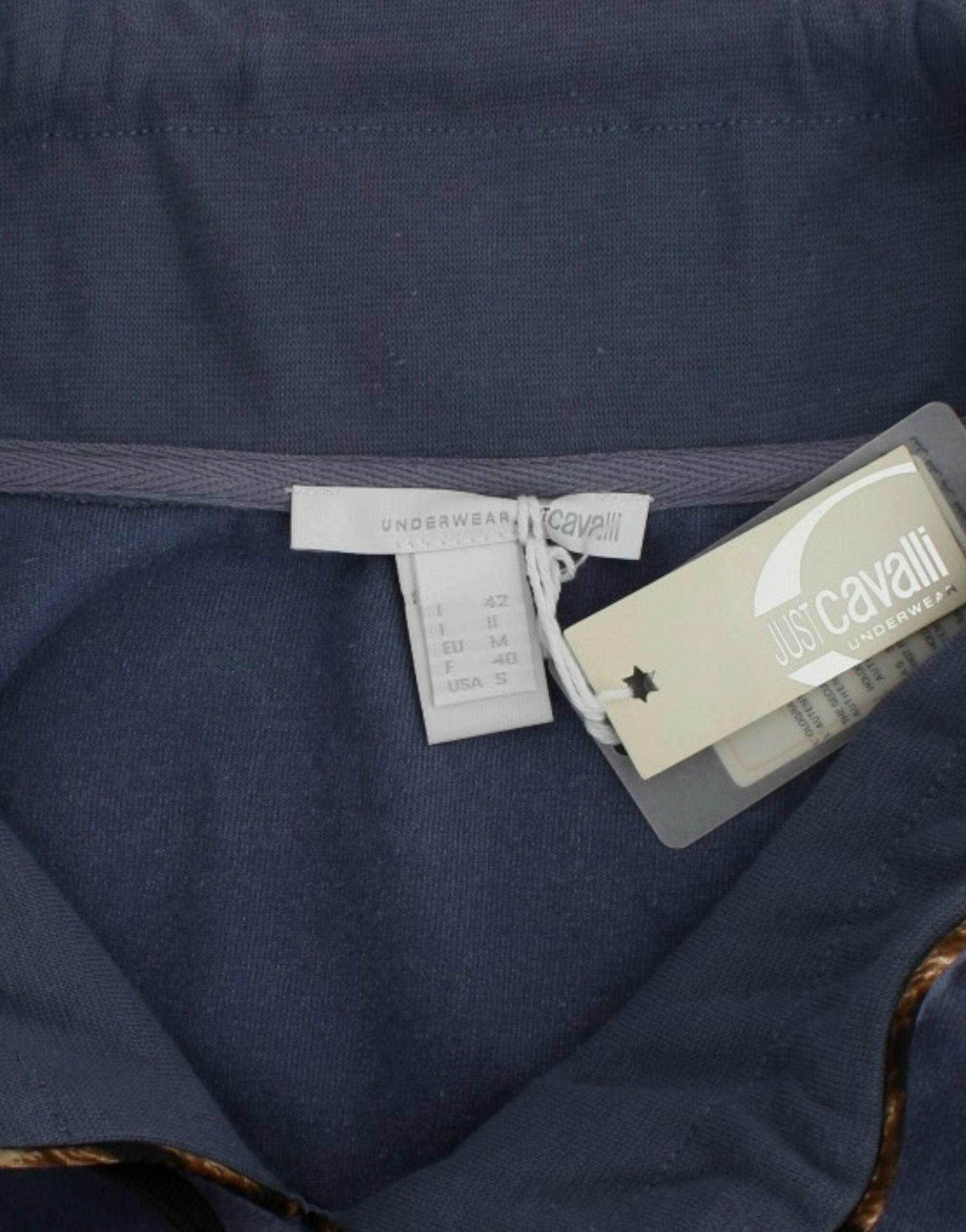 Cavalli Blue velvet cotton sweater by Cavalli