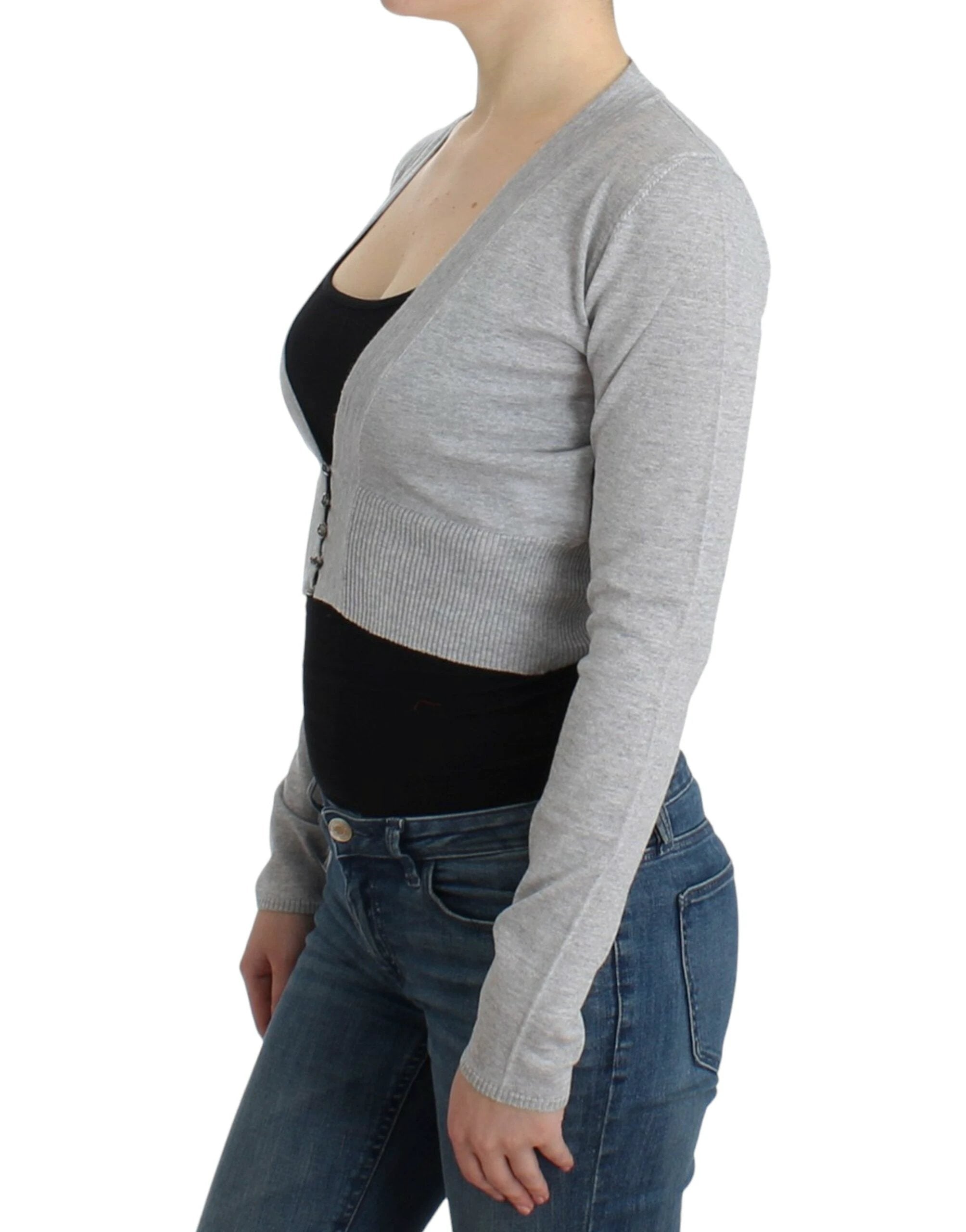 Cavalli Gray cropped wool cardigan by Cavalli