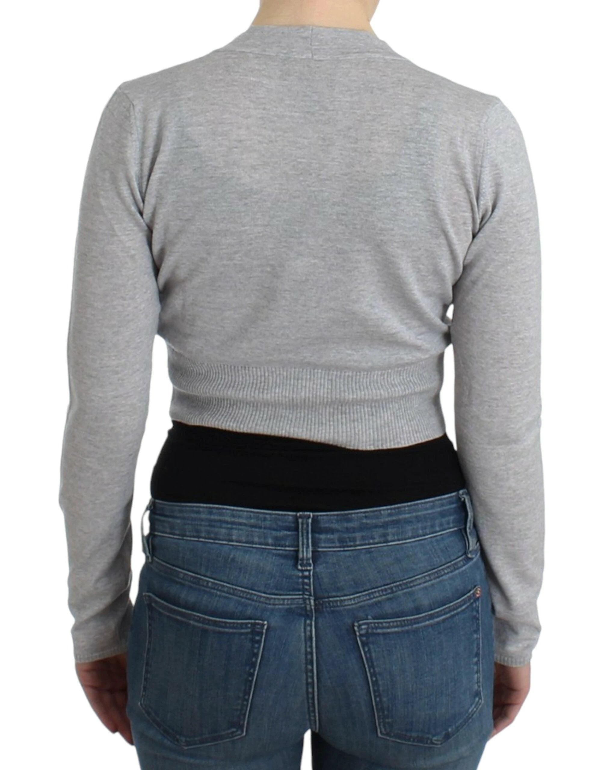 Cavalli Gray cropped wool cardigan by Cavalli