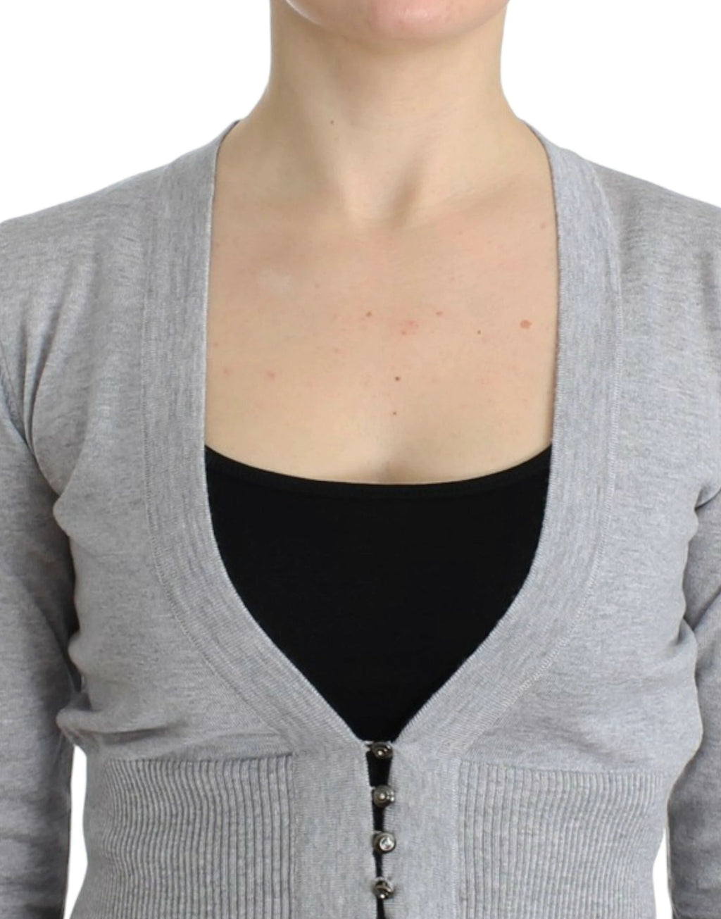 Cavalli Gray cropped wool cardigan by Cavalli