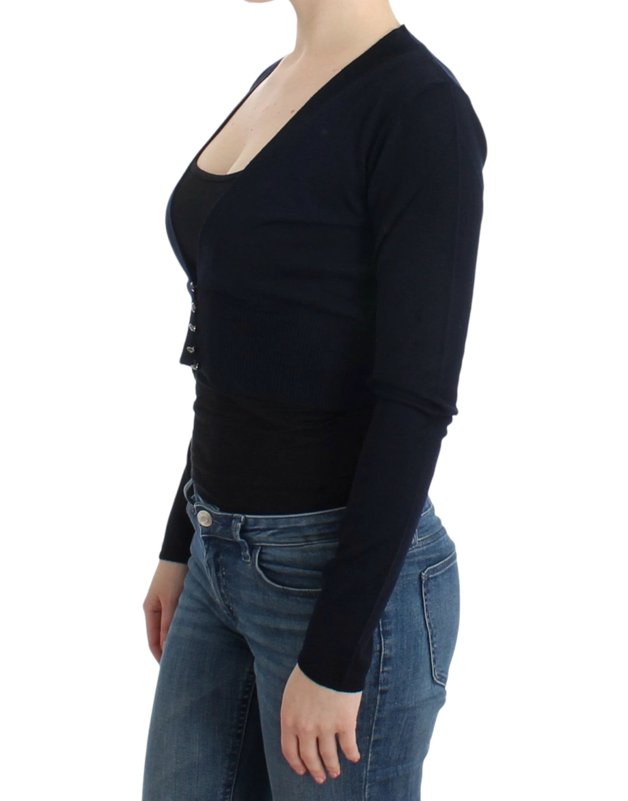 Cavalli Black cropped wool cardigan by Cavalli