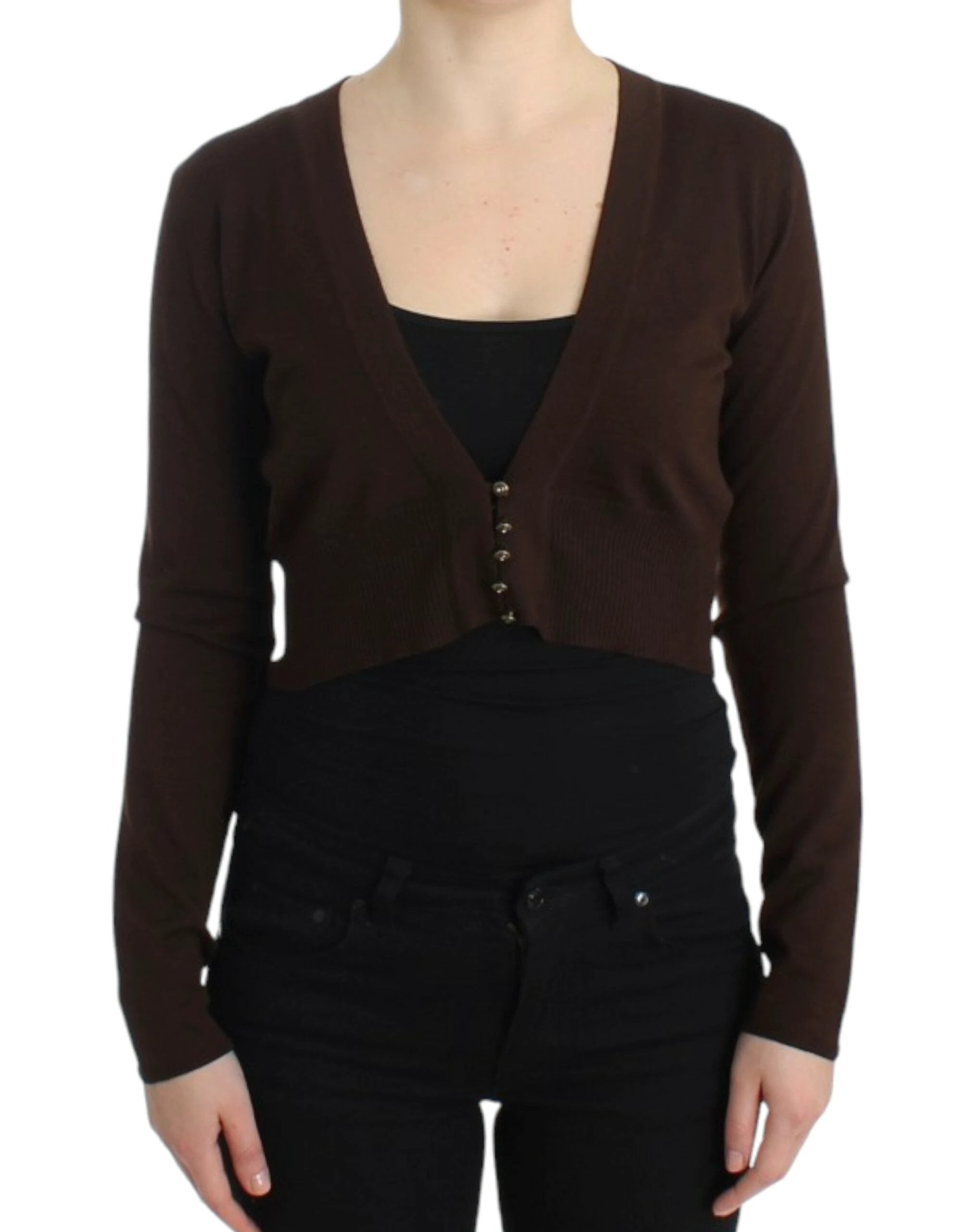 Cavalli Brown cropped wool cardigan by Cavalli